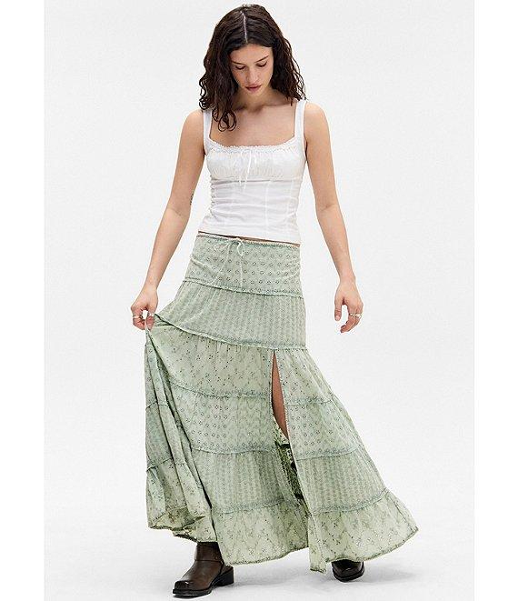 BDG Urban Outfitters Broderie Tiered Eyelet Maxi Skirt Product Image
