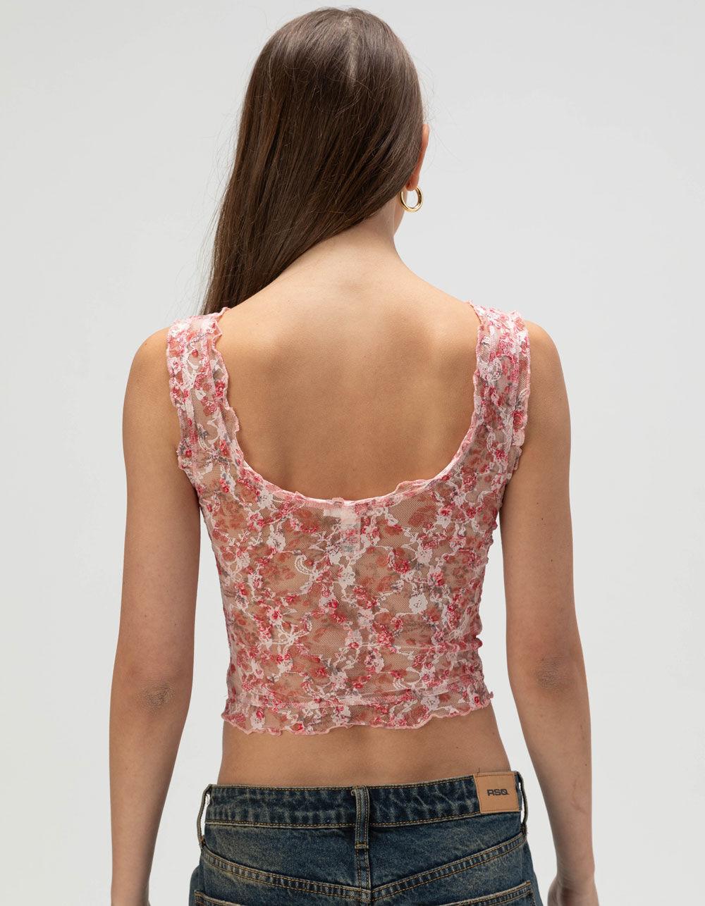 FULL TILT Lace Print Womens Cami - PINK COMBO Product Image