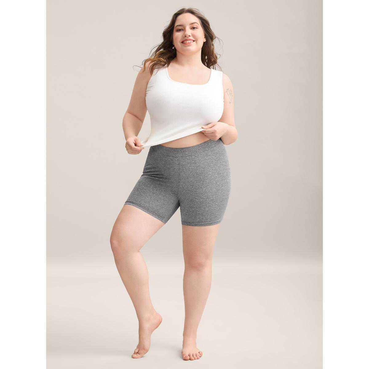 Plus Size Supersoft Heather Stretchy Skinny-Fit Shorts Women DarkGray Leisure Skinny Casual Shorts BloomChic 28/5X Product Image