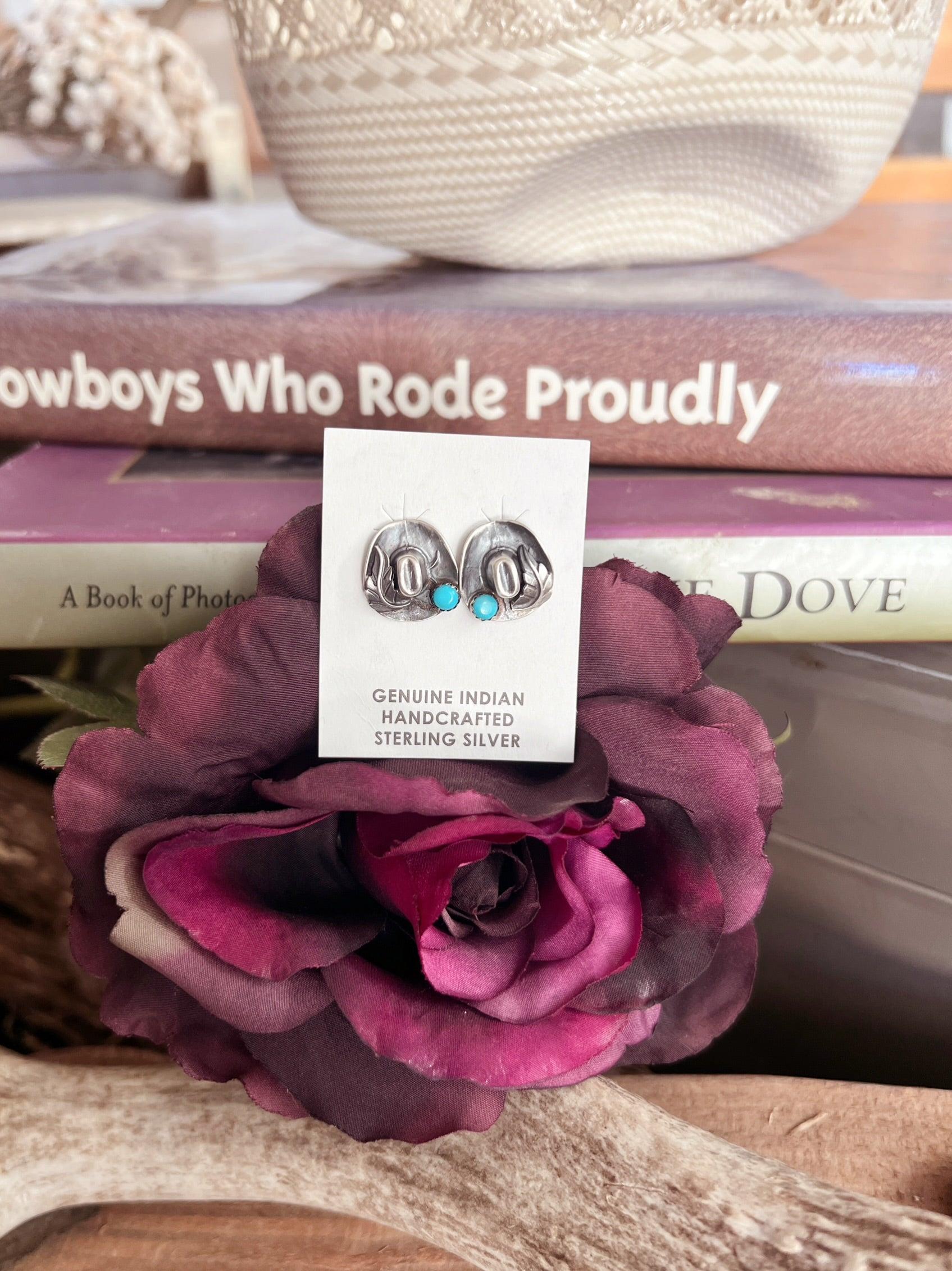 Sterling Silver Cowboy Hat Navajo Earrings Product Image