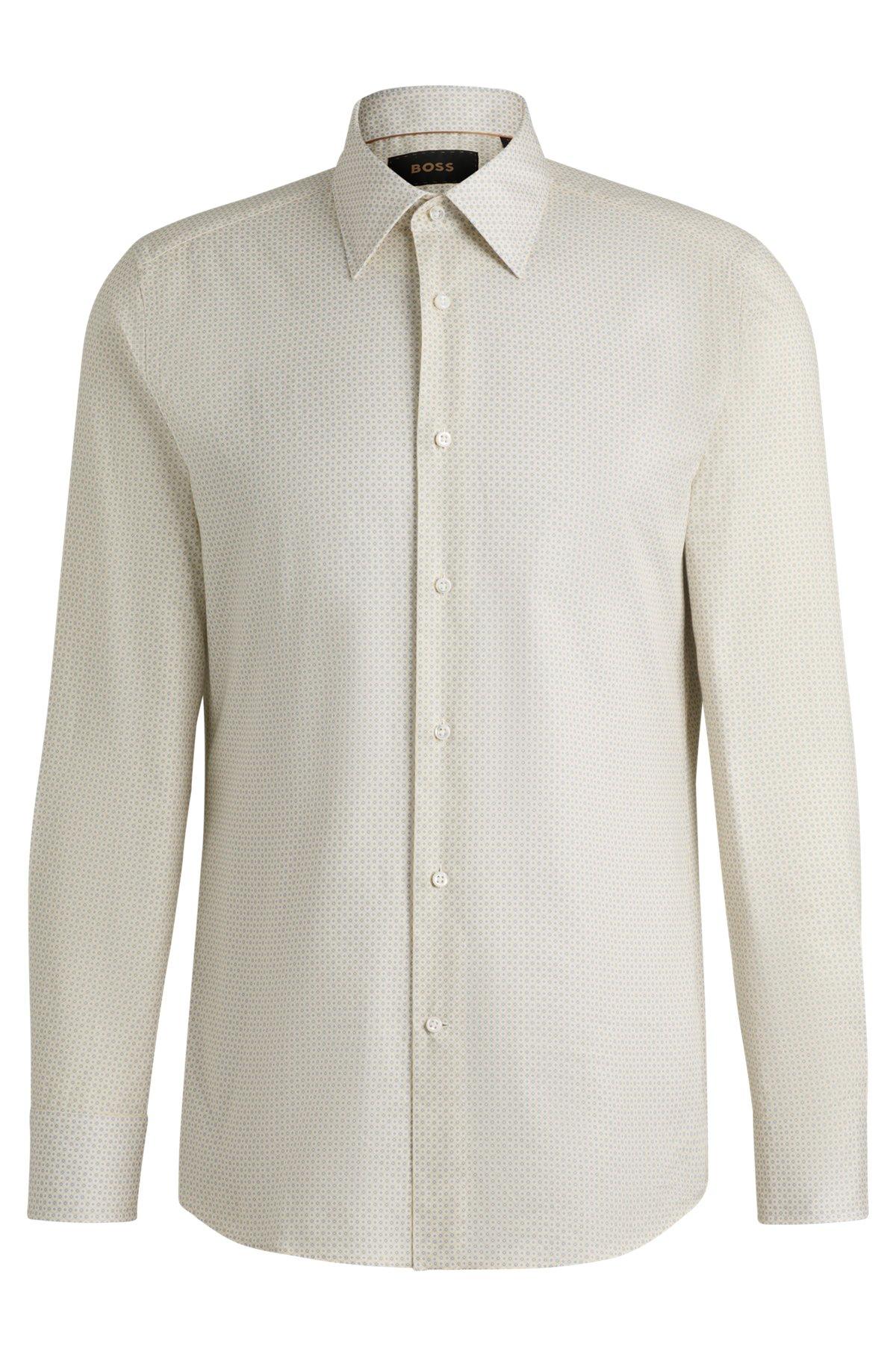 Slim-fit shirt in Italian-made printed cotton Product Image