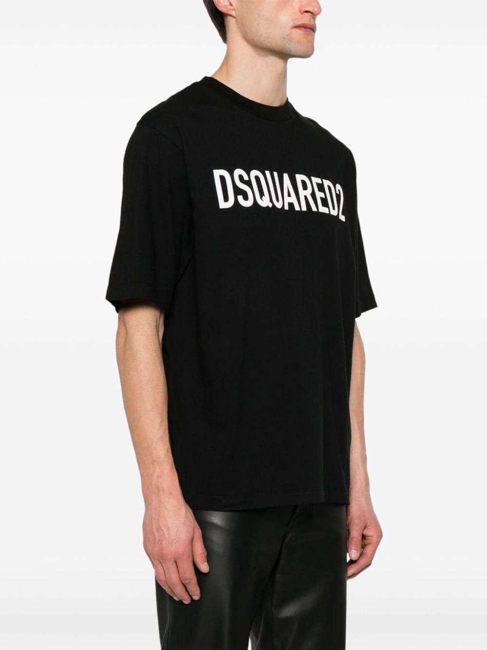 DSQUARED2 Mens Black Brand-print Crewneck Regular-fit Cotton-jersey T-shirt Product Image