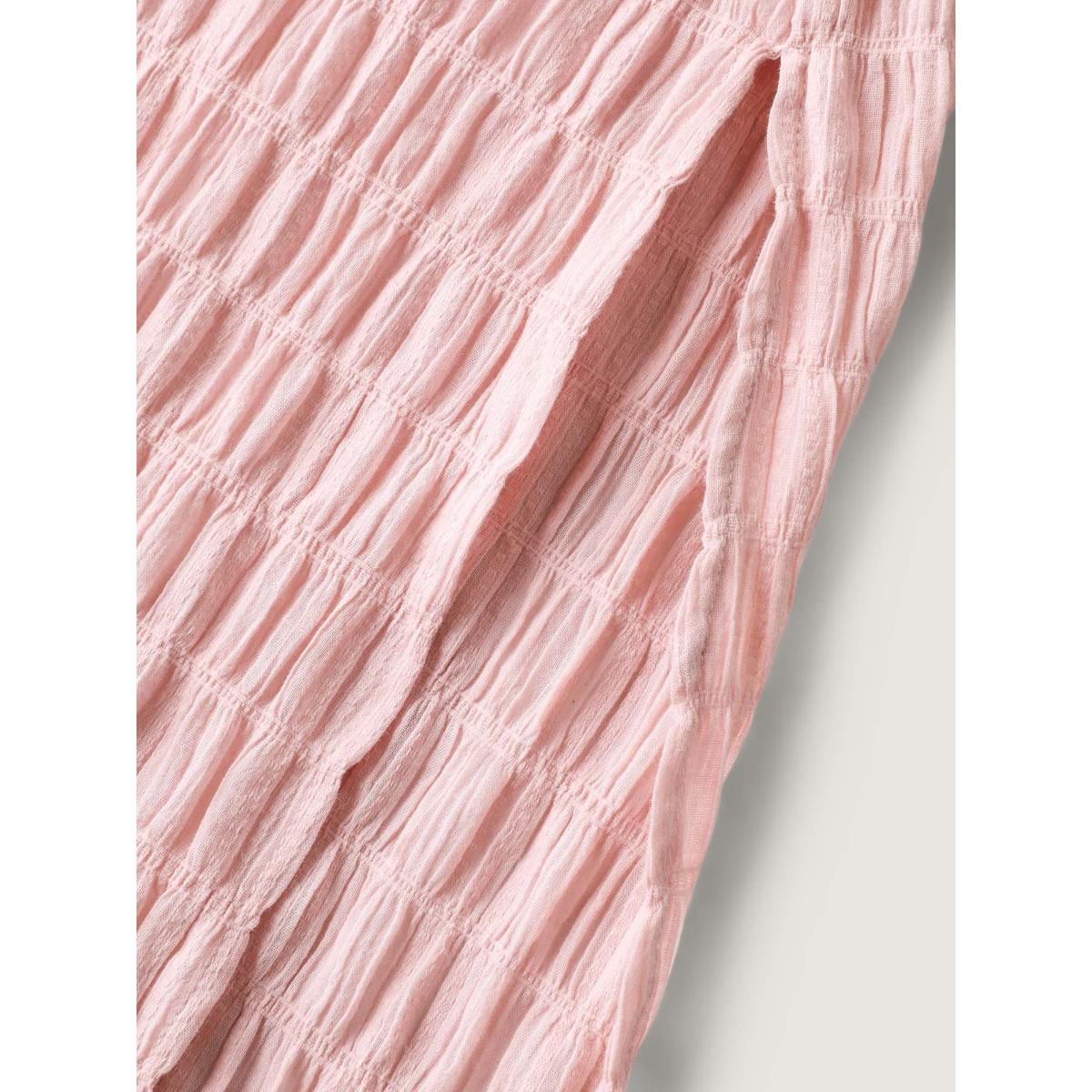 Plus Size Textured Halter Neck Solid Midi Dress Nudepink Women Halter neck Sleeveless Curvy BloomChic 28/5X Product Image