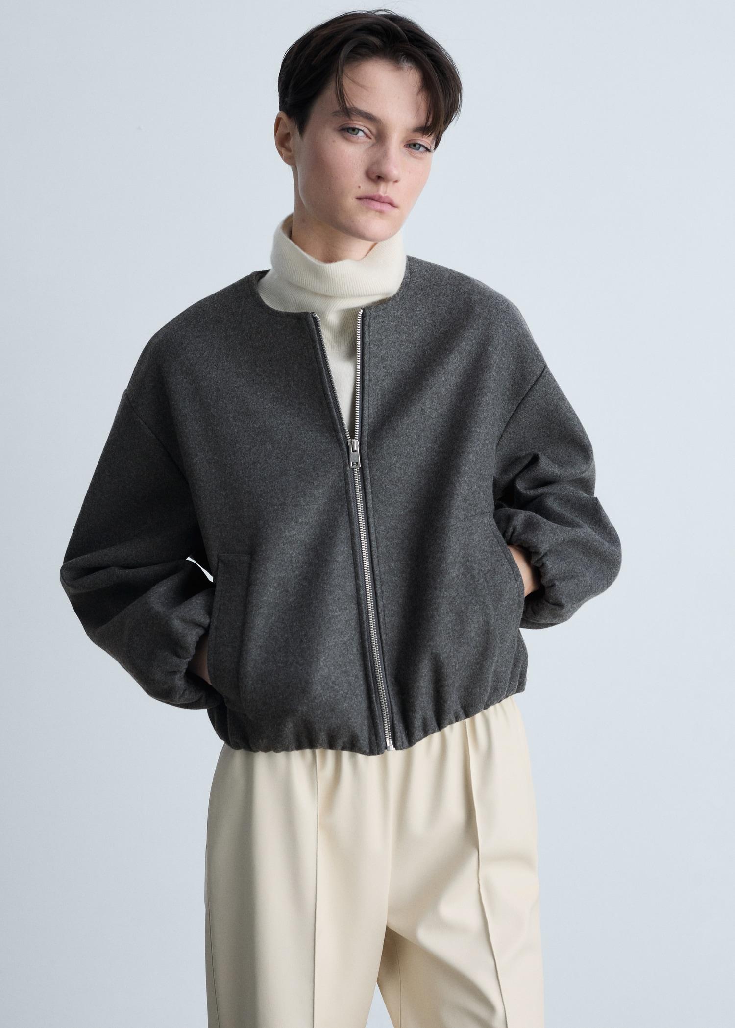 Gathered bomber jacket - Women | MANGO USA Product Image