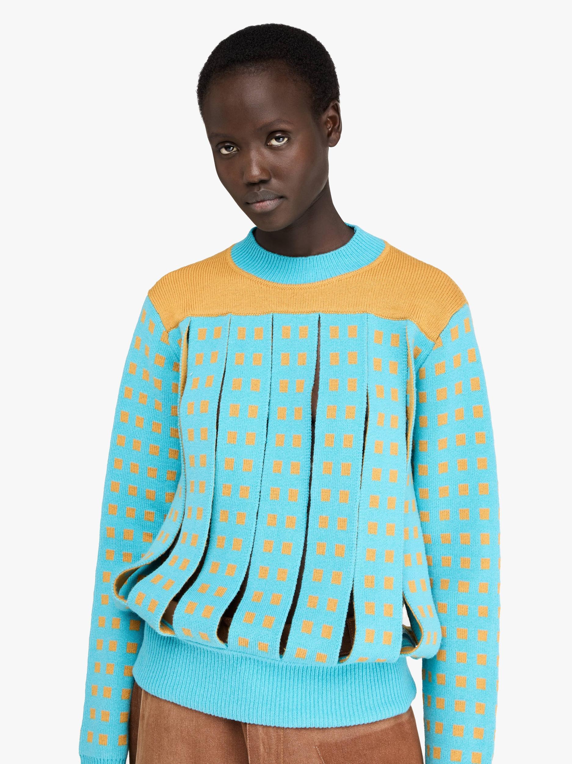 JACQUARD PANEL SLIT SWEATER Product Image