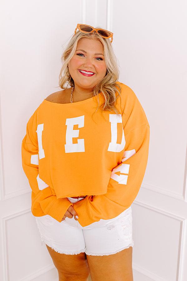 Game Day Crop Sweatshirt in Orange Curves Product Image