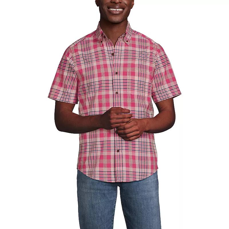 Mens Lands End Classic-Fit Tailored-Fit Madras Plaid Button-Down Shirt Product Image
