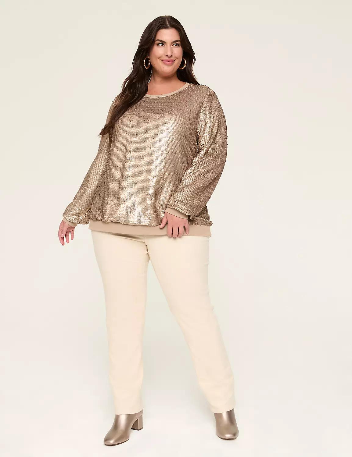 Crew-Neck Sequin Sweatshirt Product Image