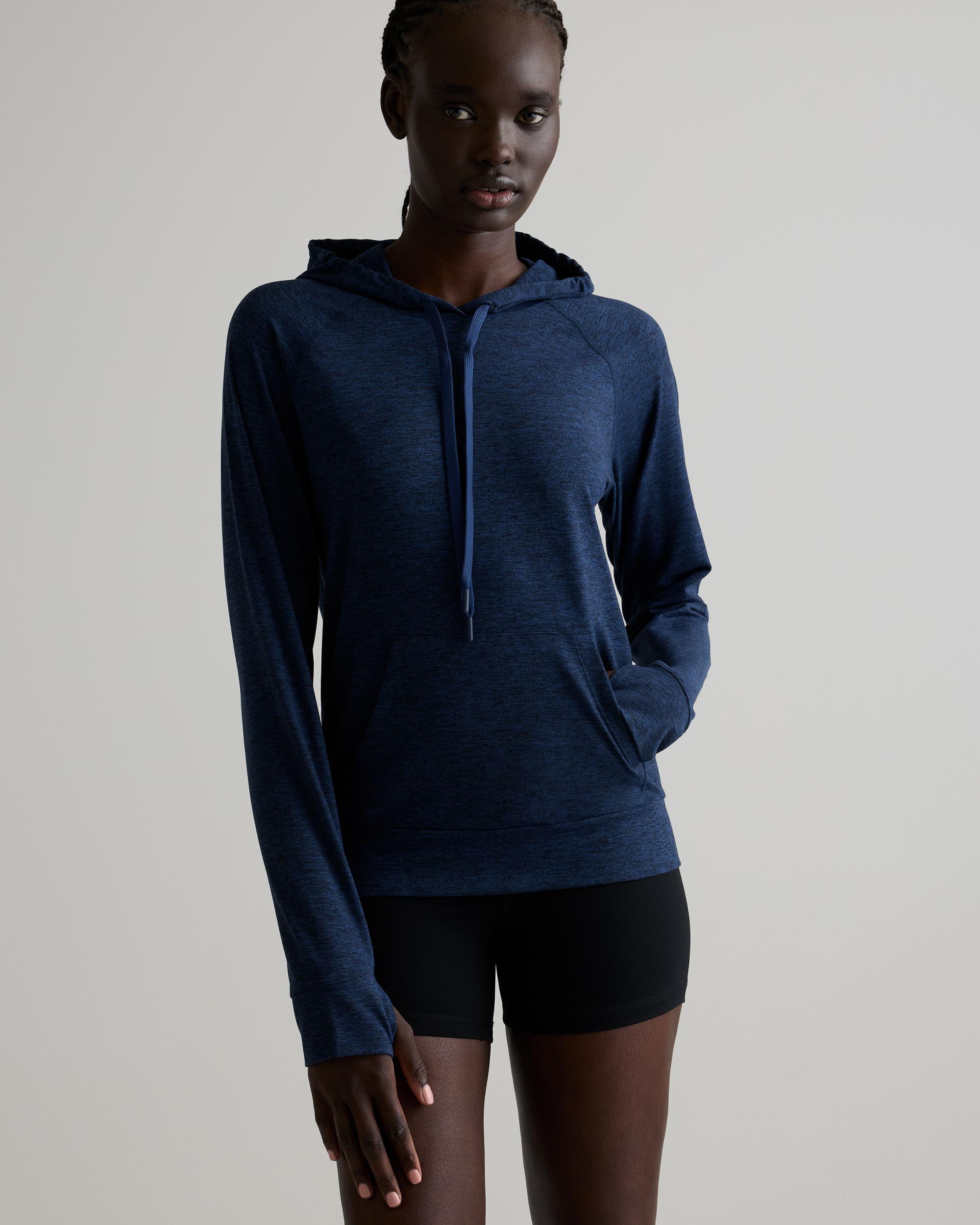Quince | Women's Super Soft Performance Pullover Hoodie in Navy, Flowknit Activewear, Size XS, Recycled Polyester Product Image