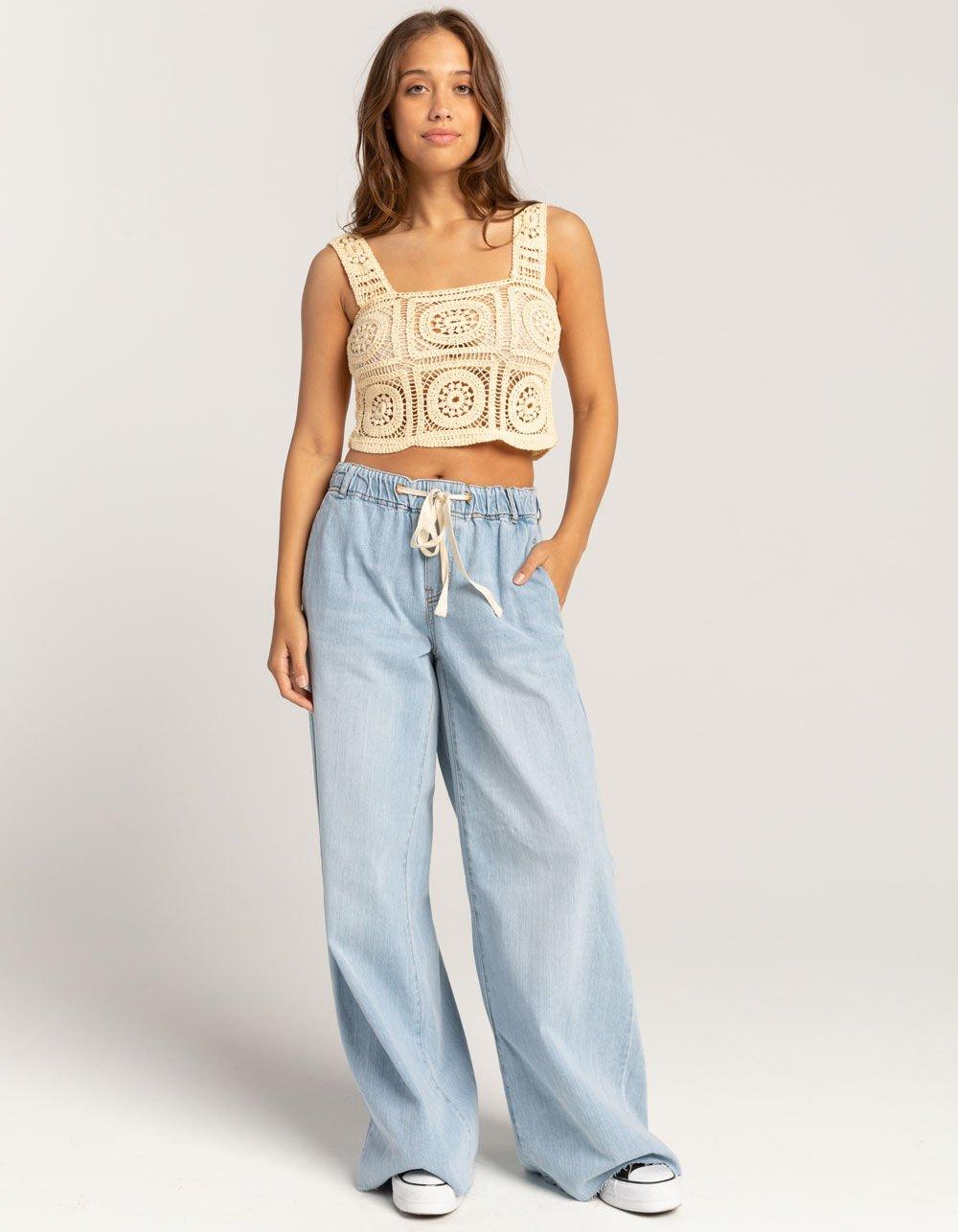 FULL TILT Crochet Granny Square Womens Cami - YELLOW Product Image