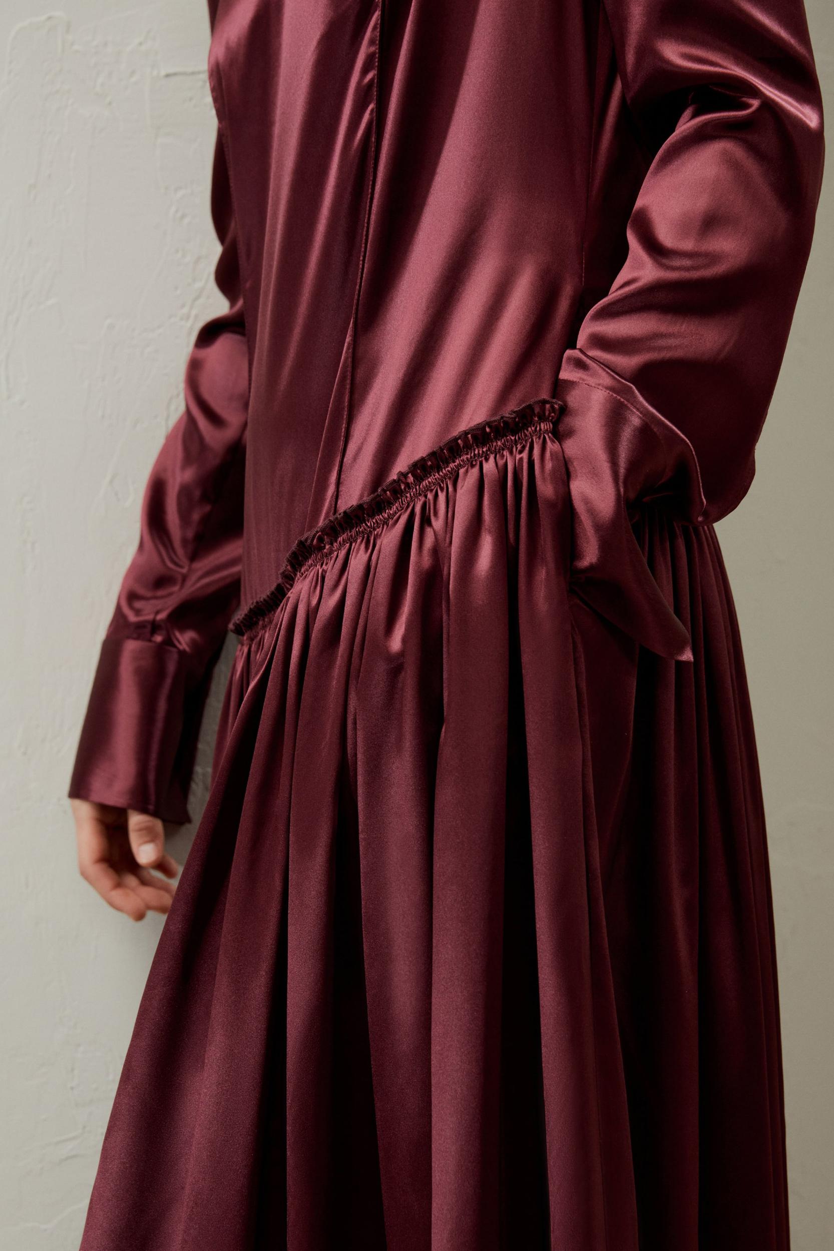Villemajou Pleated Silk Maxi Shirt Dress Product Image