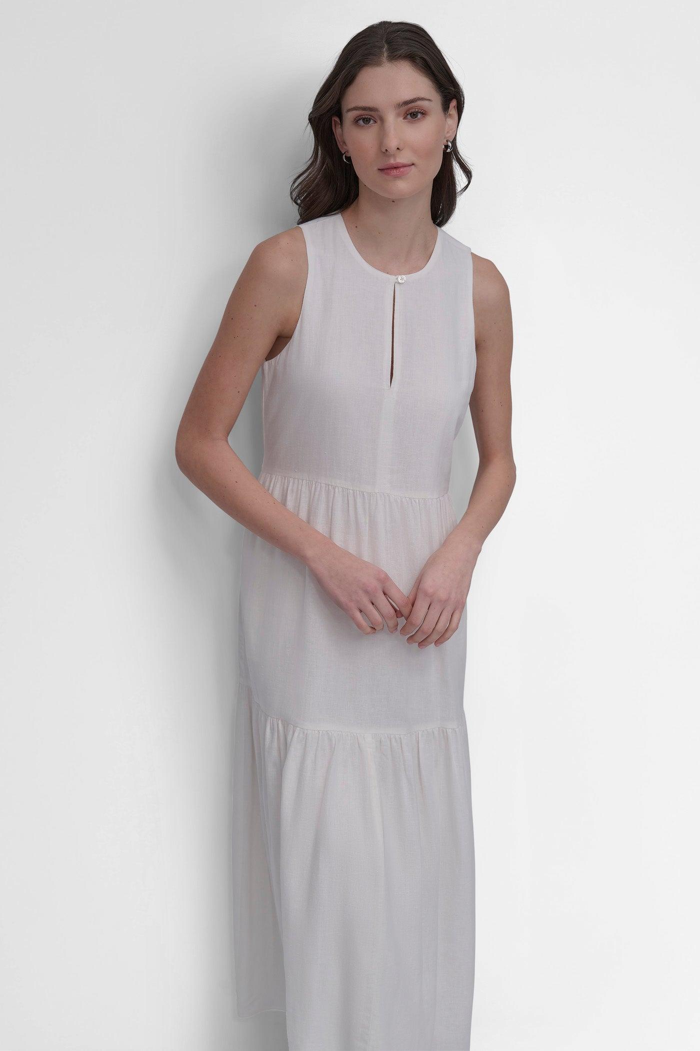 LINEN SLEEVELESS TIERED MAXI Product Image