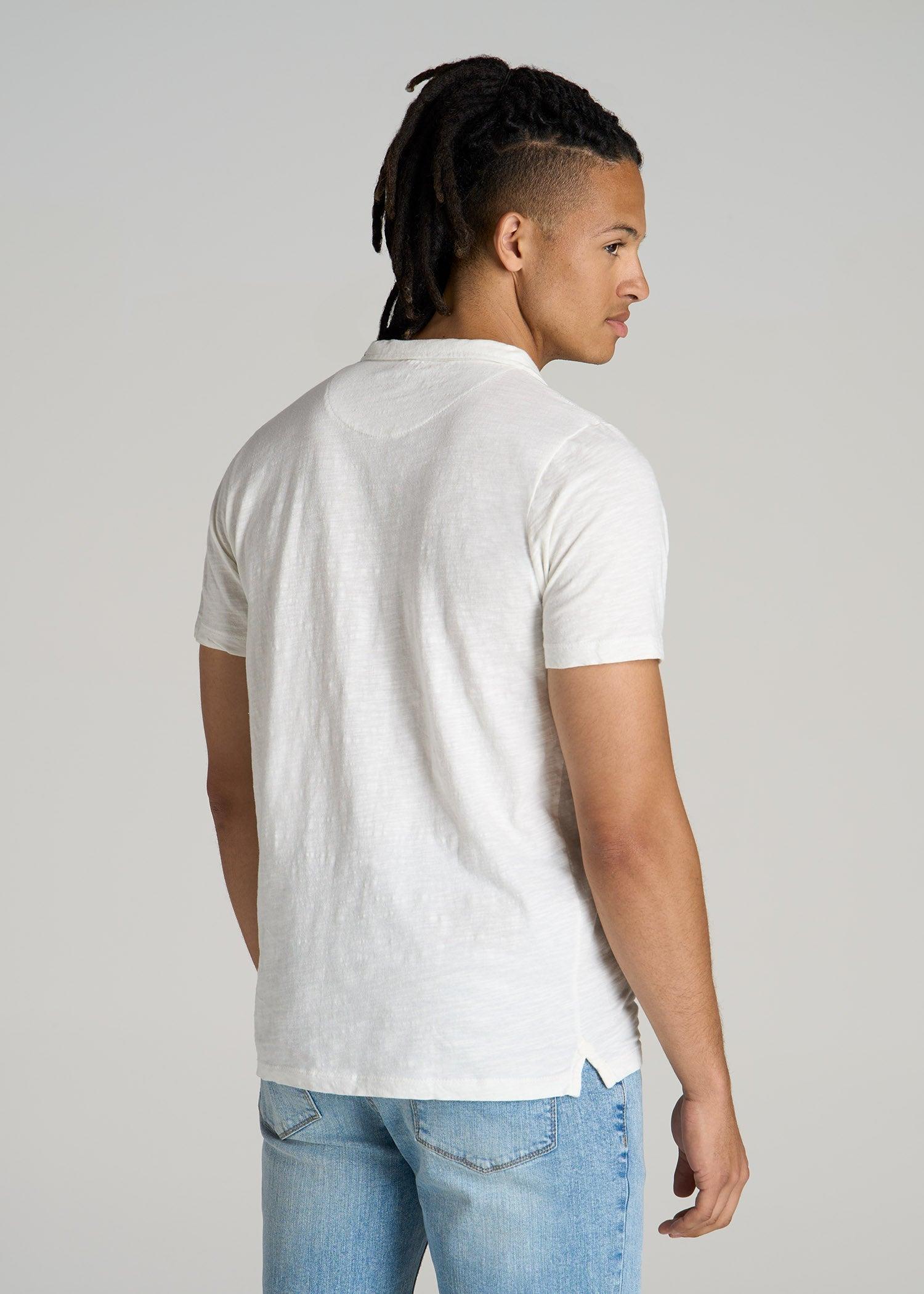 Slub Polo Shirt for Tall Men in Ecru Male Product Image