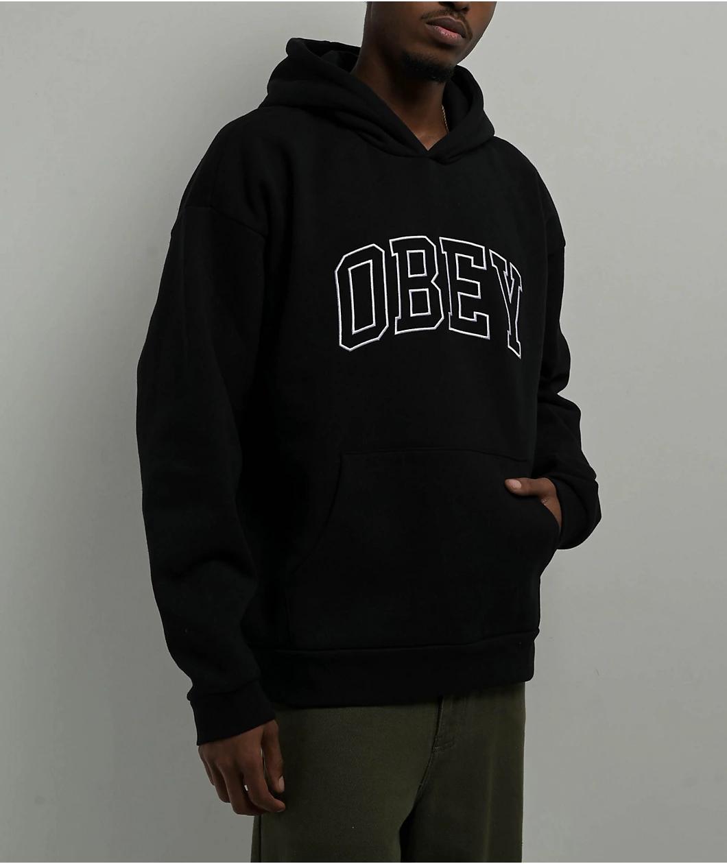 Obey Collegiate Logo Black Hoodie Product Image