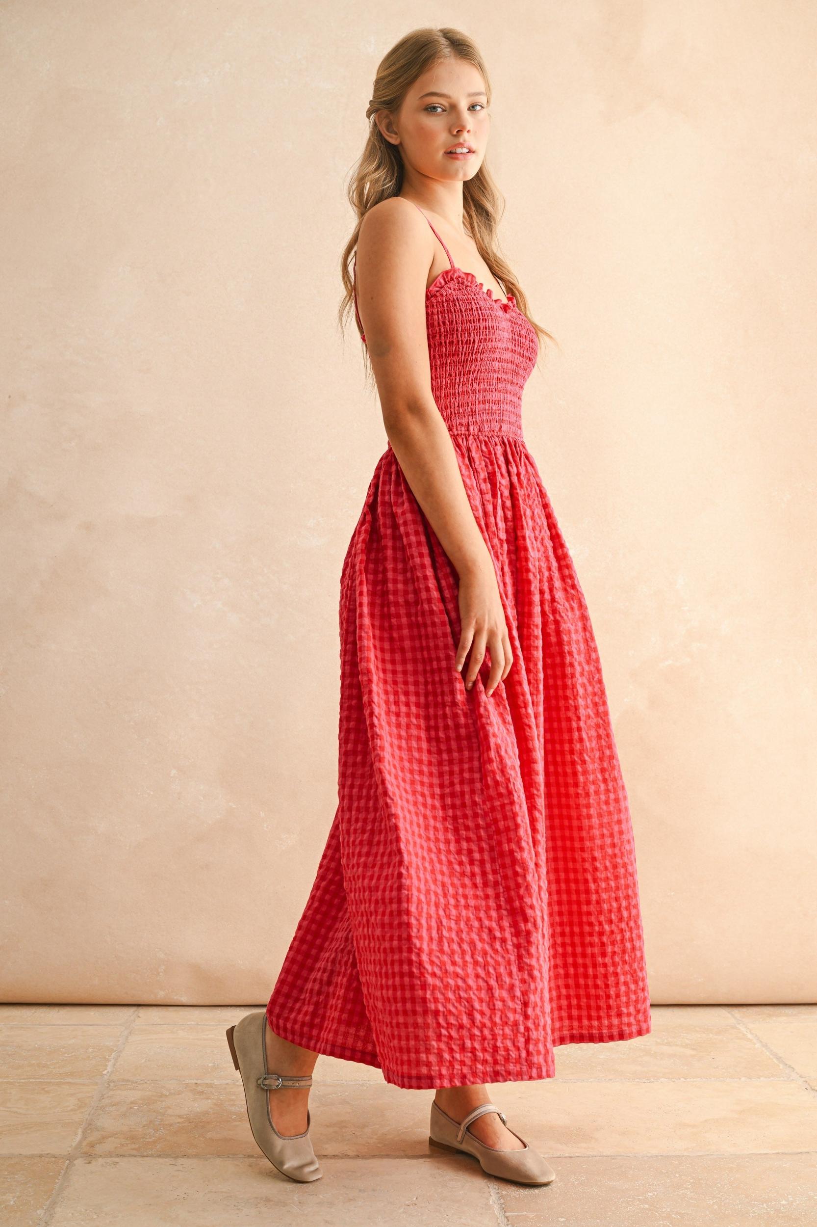 Gingham Smocked Maxi Dress Product Image