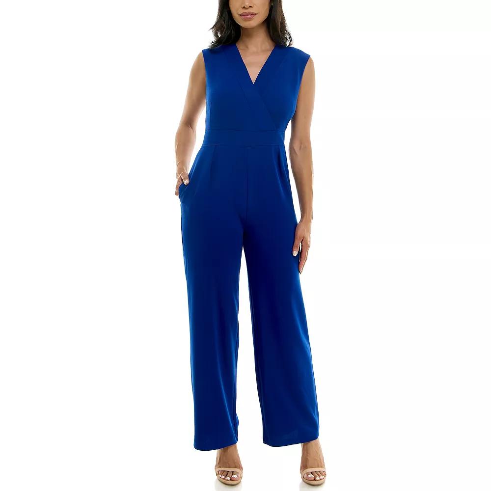 Women's Nina Leonard Surplice Jumpsuit, Size: Small, Blue Product Image