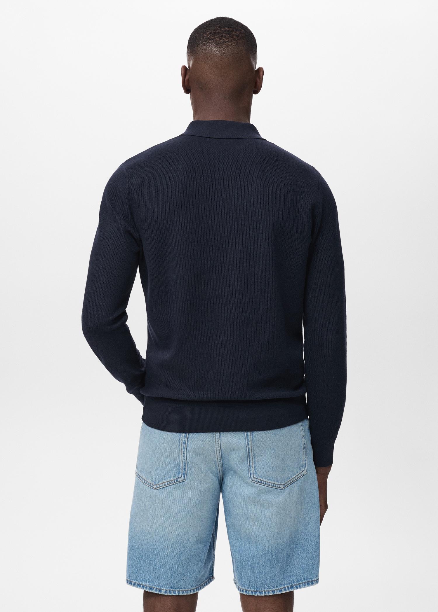 Micro-structured cotton polo shirt - Men | MANGO USA Product Image