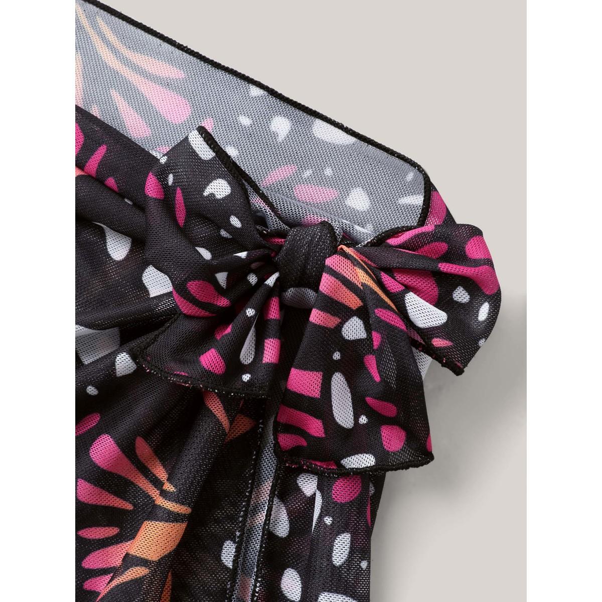 Plus Size Two-Piece Butterfly Pattern Sarong Swimsuit Women's Swimwear Multicolor Beach Curve Bathing Suits High stretch One Pieces BloomChic 26/4X Product Image