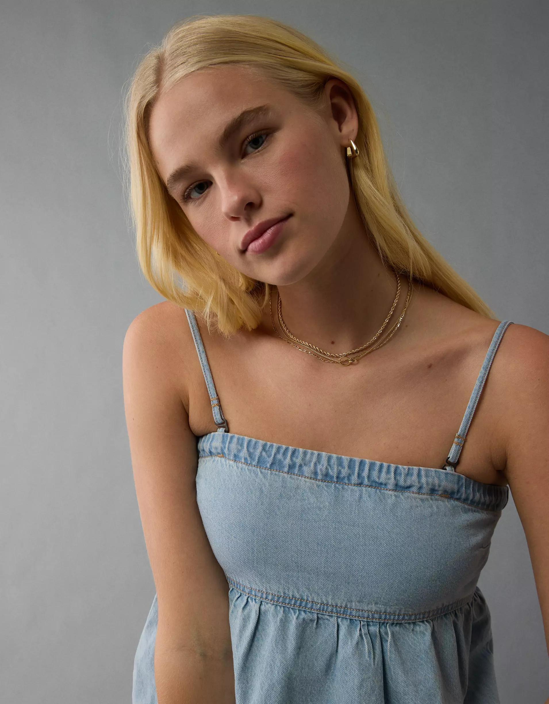 AE Denim Bubble Tube Top Product Image