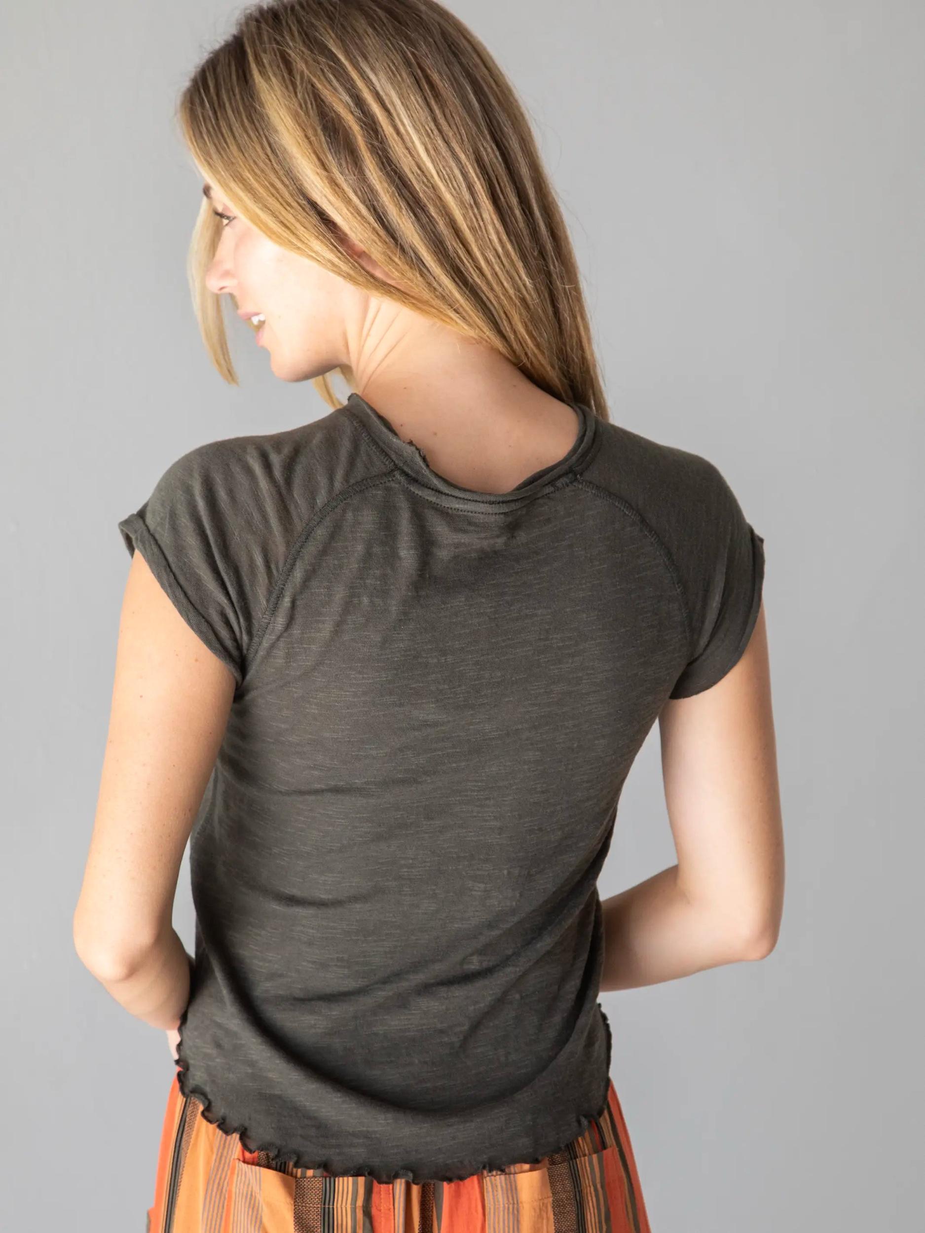Lily Cotton Short Sleeve Tee Shirt - Charcoal Product Image