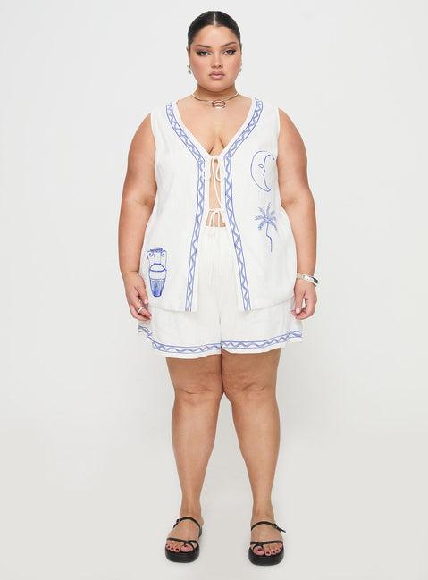 Sun And Palm Trees Vest Set White / Blue Curve Product Image