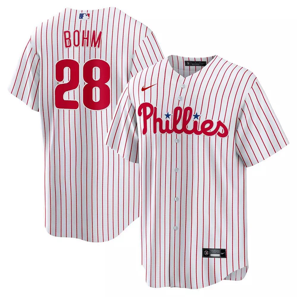 Men's Nike Alec Bohm White Philadelphia Phillies Replica Player Jersey, Size: Large Product Image