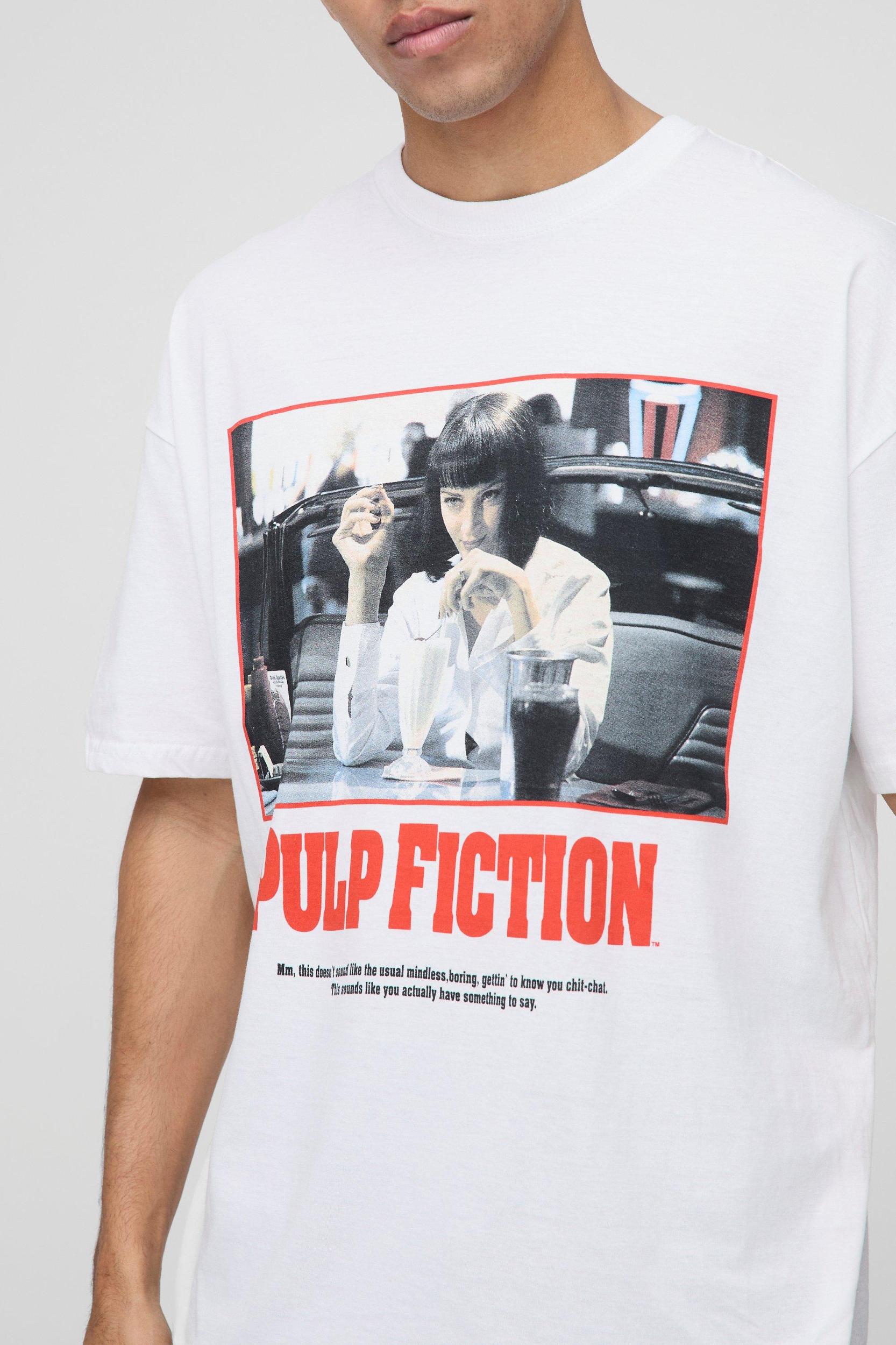 Oversized Pulp Fiction License Print T-Shirt | boohooMAN USA Product Image