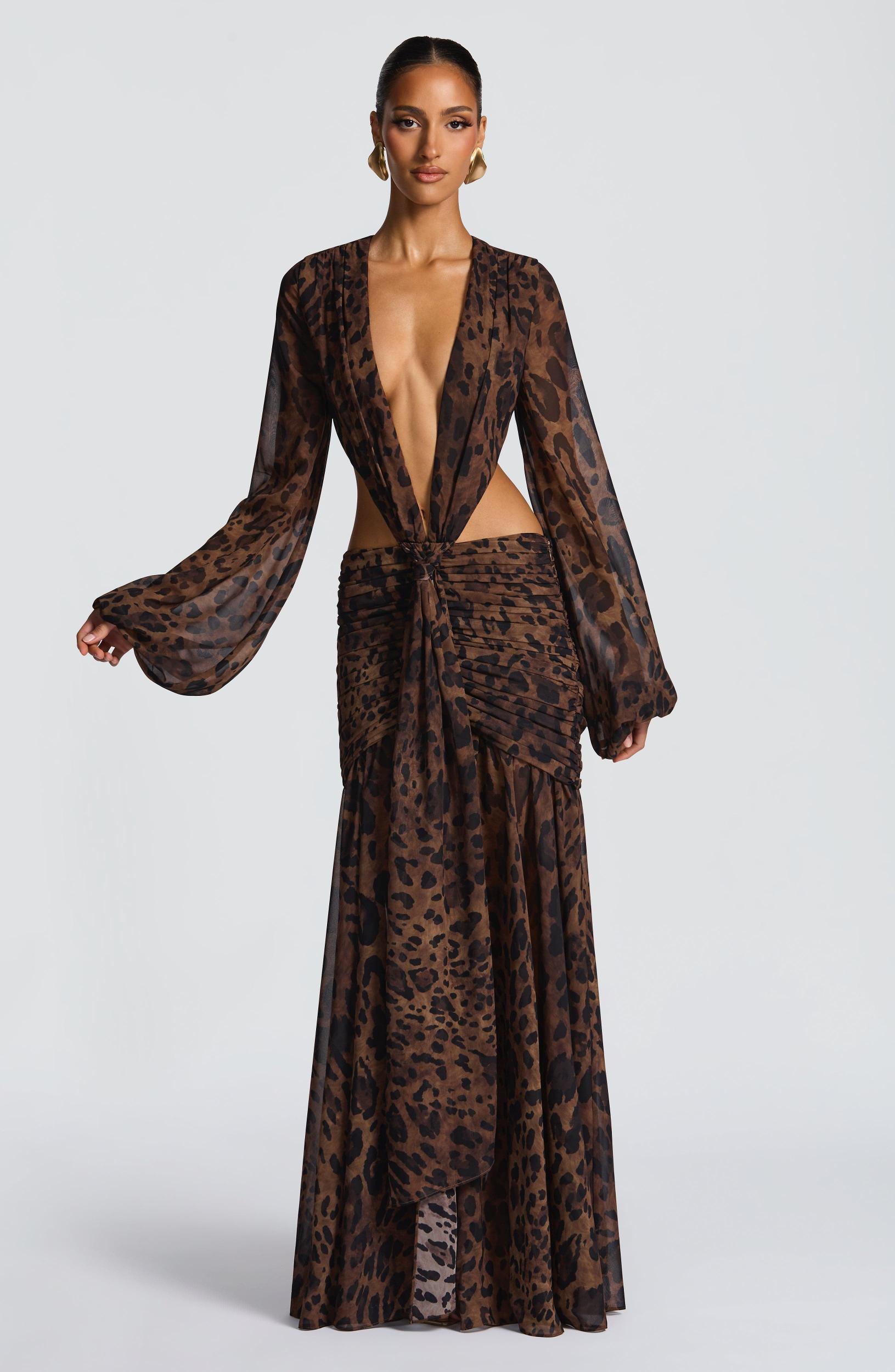 Andrina Maxi Dress - Leopard Print Product Image