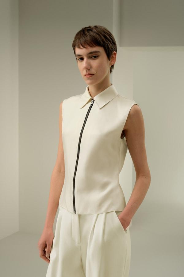 LILYSILK Silk Top Sleeveless - Female - Black 100% Pure Silk - Functional Zipper Placket Camisole XL Product Image