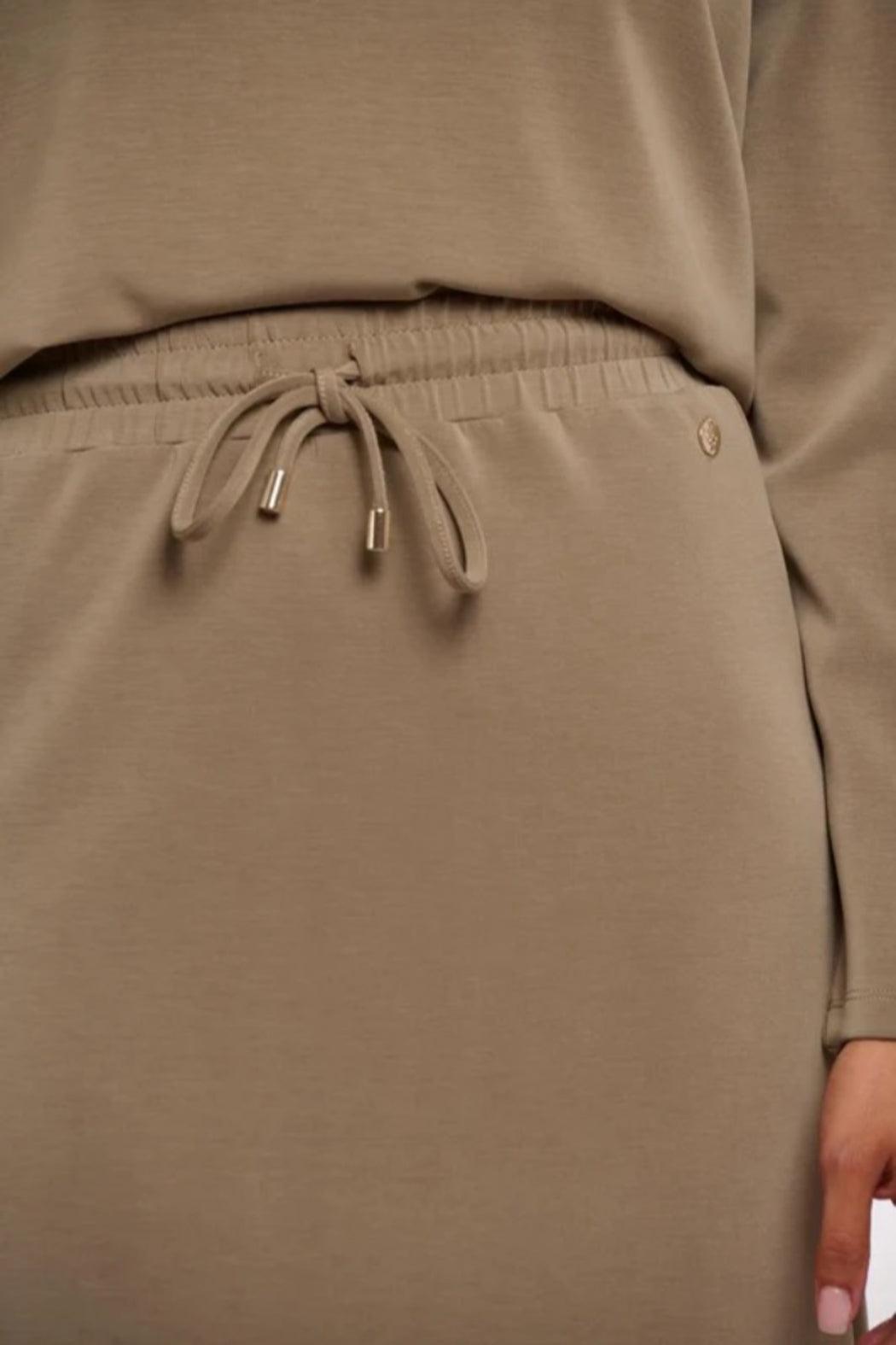 Khaki Midi Skirt w/ Slit Product Image