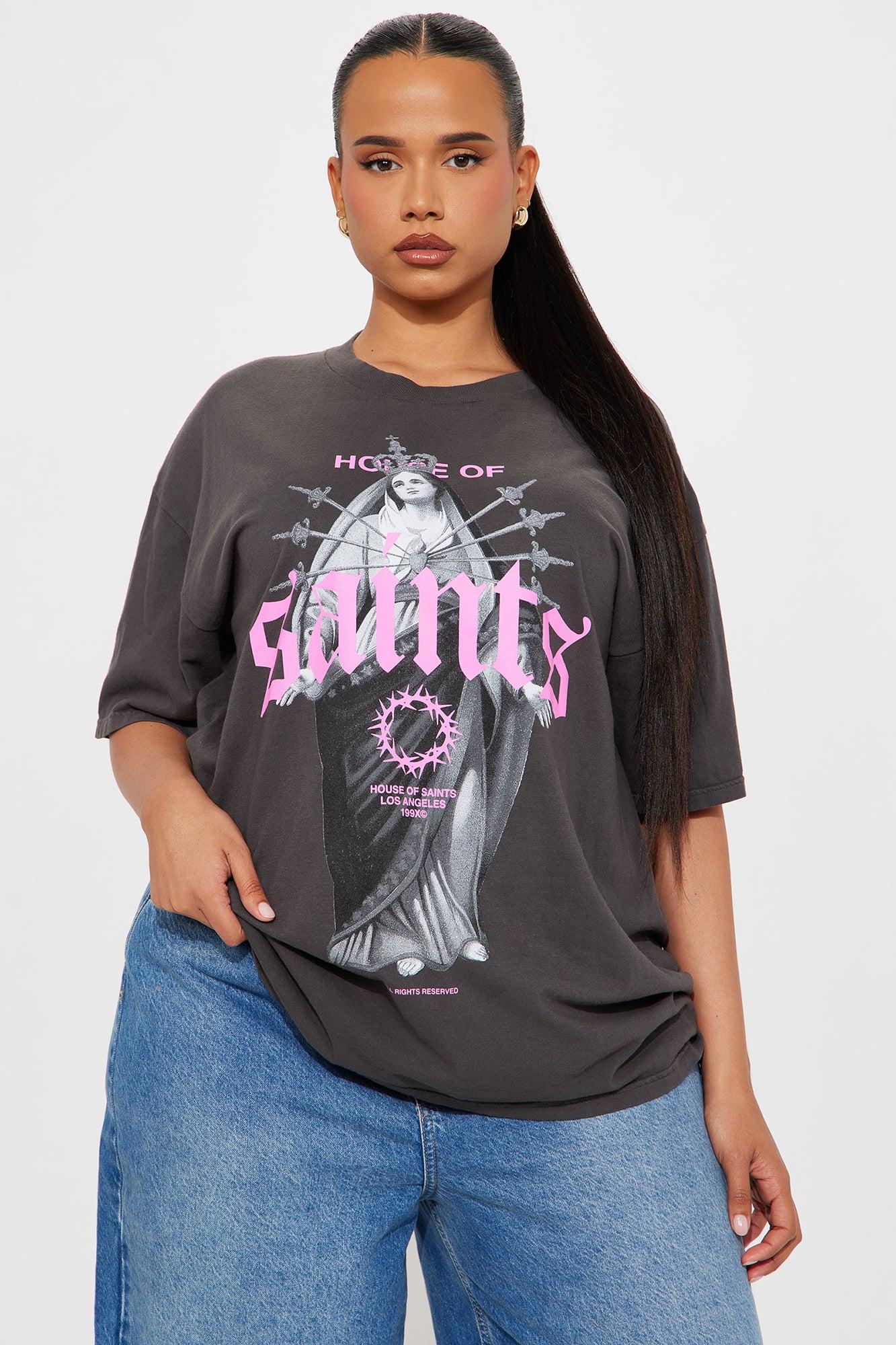 She's A Saint Washed Tee - Charcoal Product Image