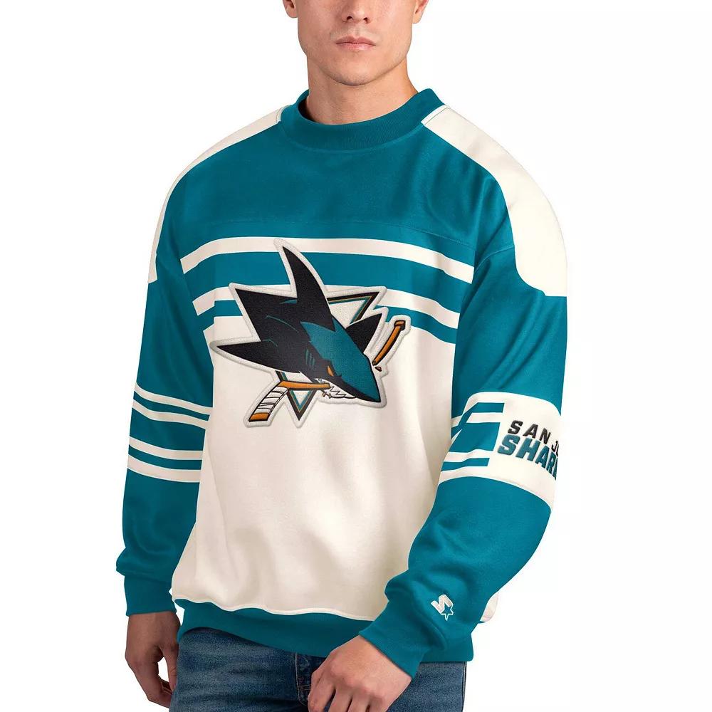 Mens Starter White San Jose Sharks Defense Fleece Crewneck Pullover Sweatshirt Product Image