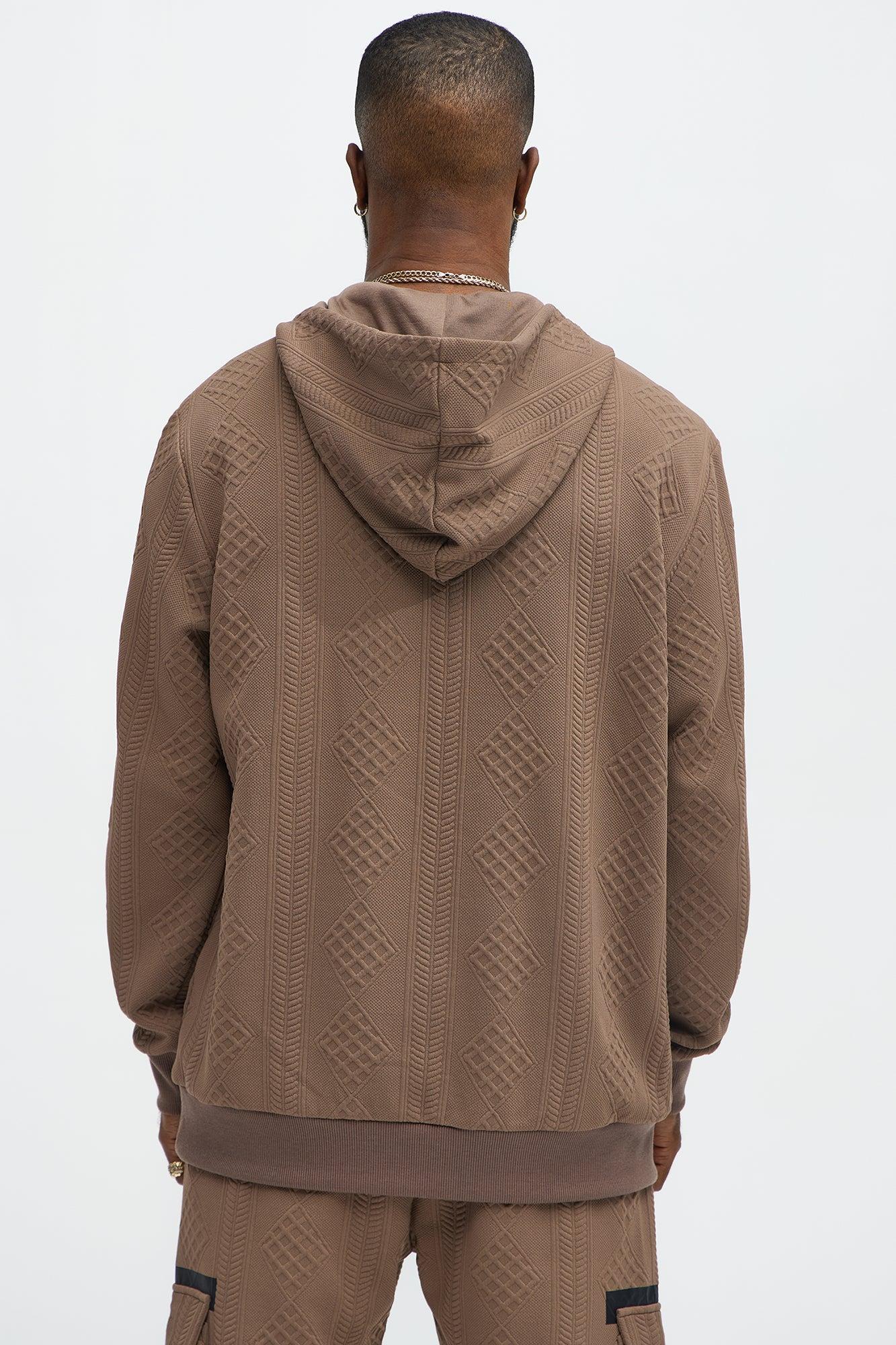 Practical Quarter Zip Hoodie - Brown Product Image