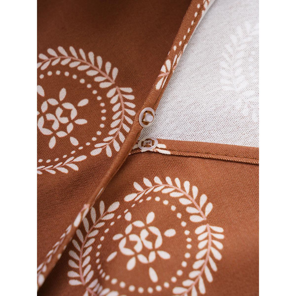 Plus Size Geometric Wrap Ruffle Layered Hem Dress Chocolate Women Vacation Wrap Overlap Collar Long Sleeve Curvy Midi Dress BloomChic 18-20/2X Product Image