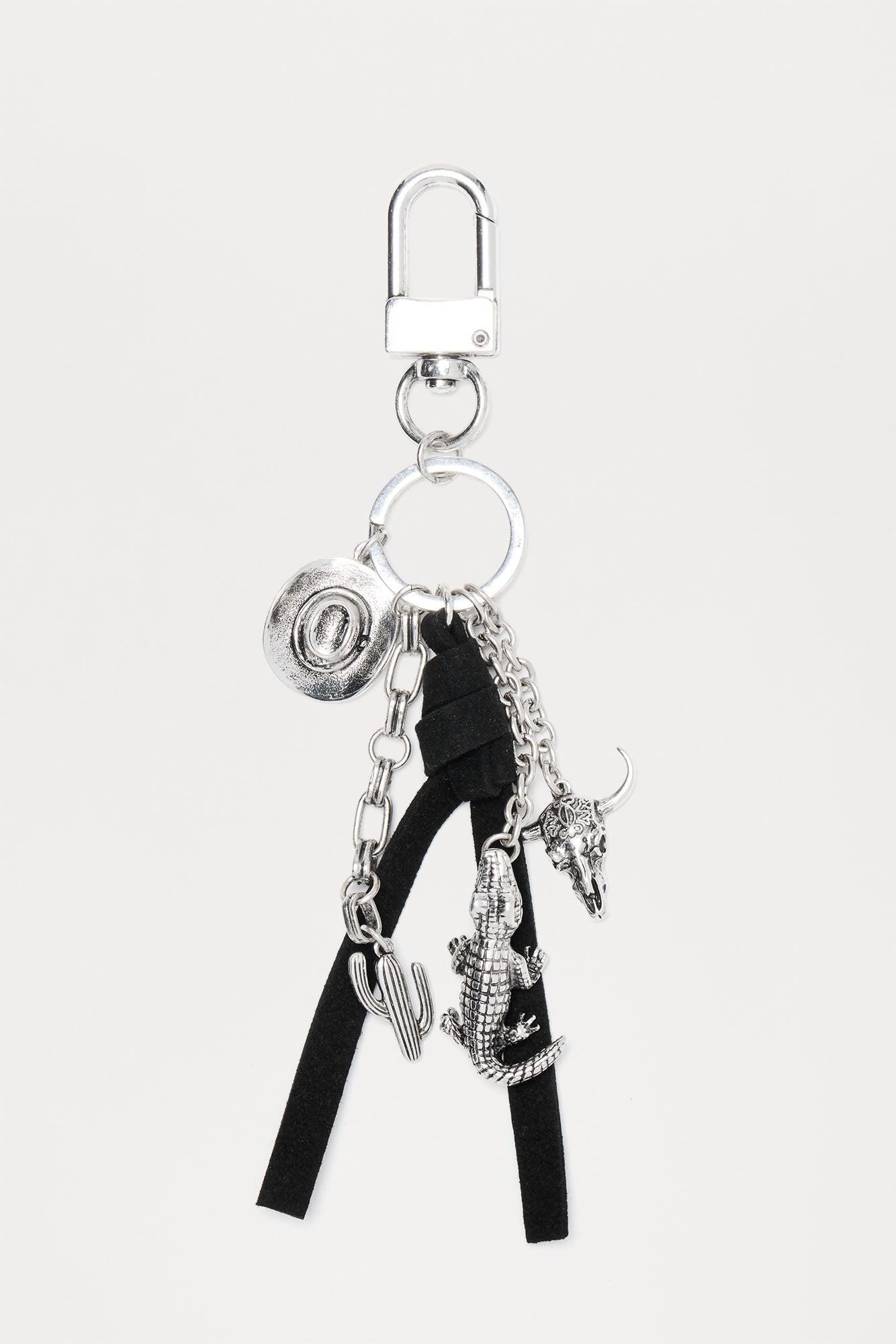 Crafted Multi Charm Keychain - Silver Male Product Image