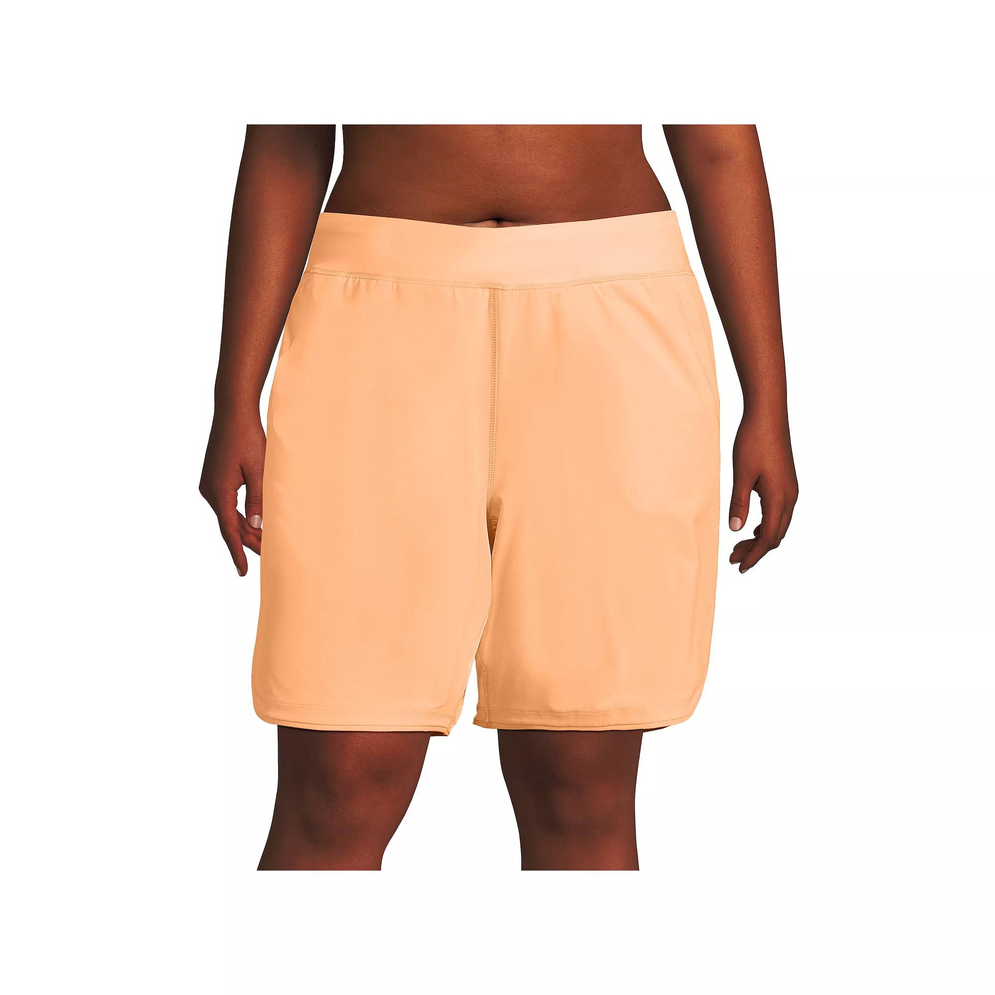 Plus Size Lands' End 9" Quick Dry Swim Board Shorts With Panty, Women's, Size: 18 W, Dark Red Product Image