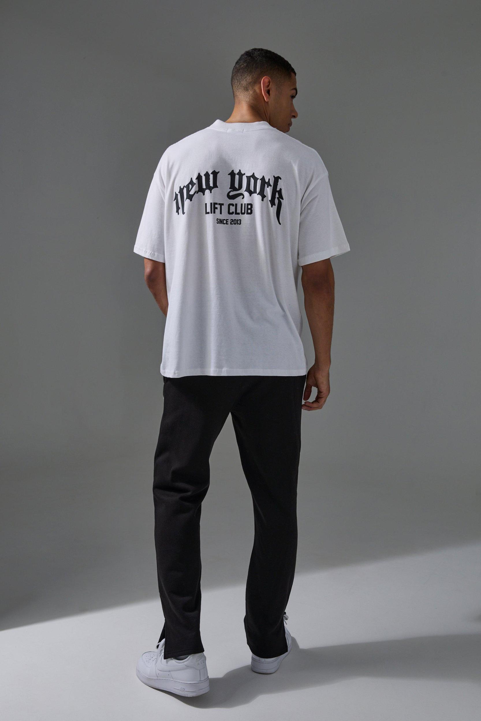 Man Active New York Lift Club Oversized Extended Neck T-Shirt | boohooMAN USA Product Image