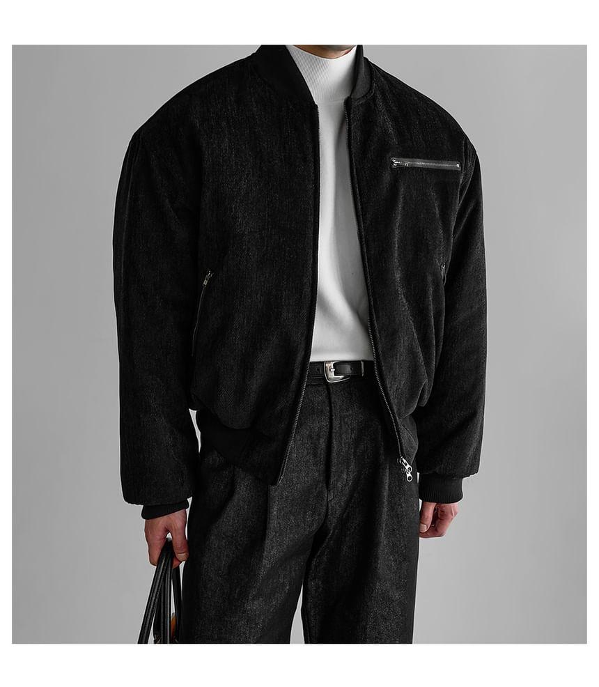 Plain Zip Puffer Baseball Jacket Product Image