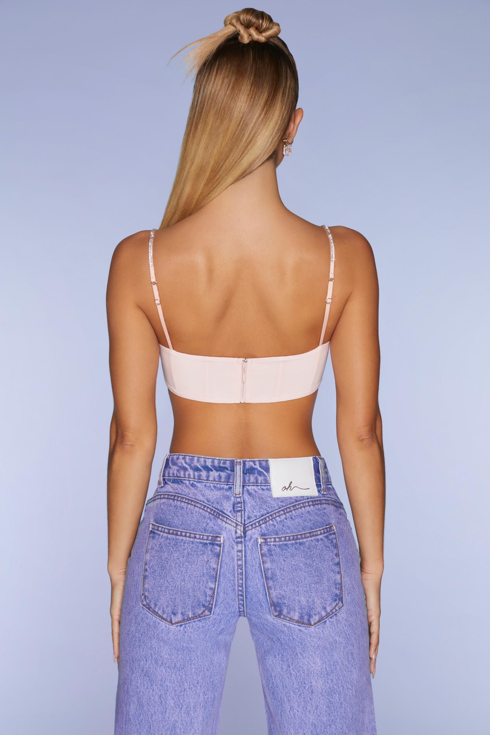 Embellished Strap Crop Top in Blush Product Image