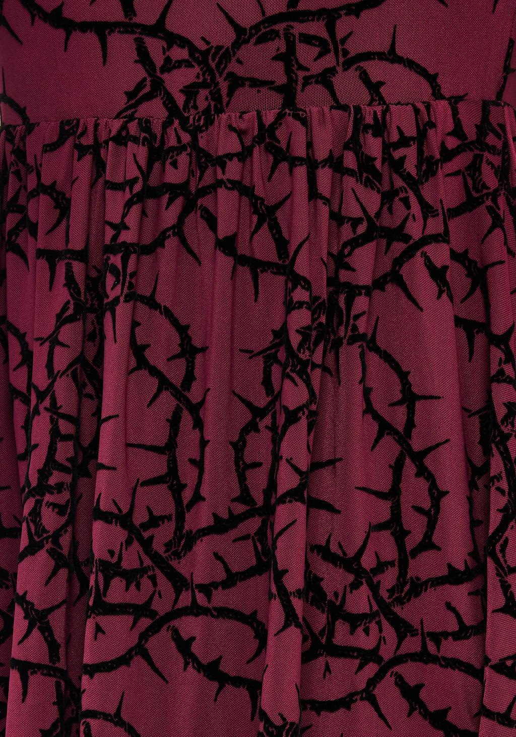 Prickle Thorn Print Mesh Puff Sleeve Mini Dress Product Image