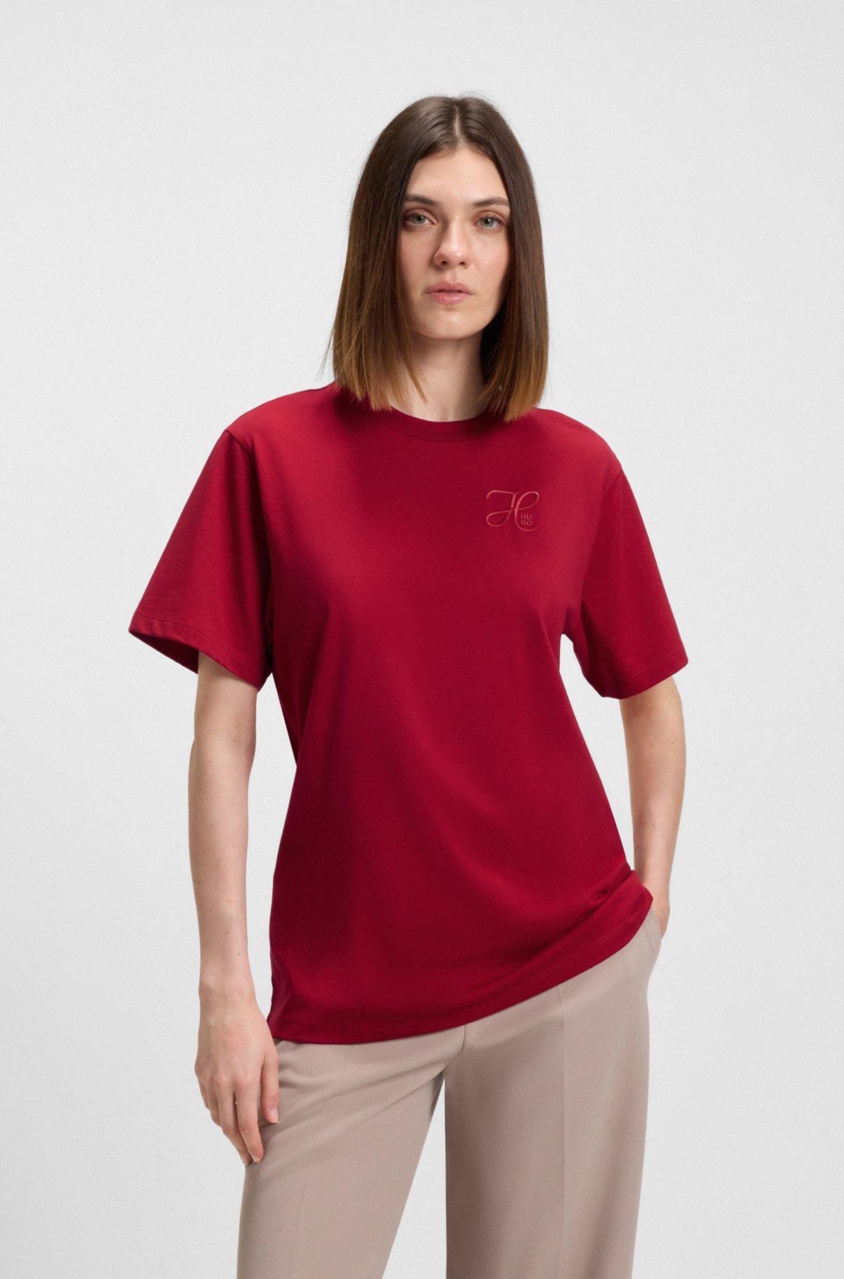 Relaxed-fit T-shirt in cotton jersey with embroidered monogram Product Image