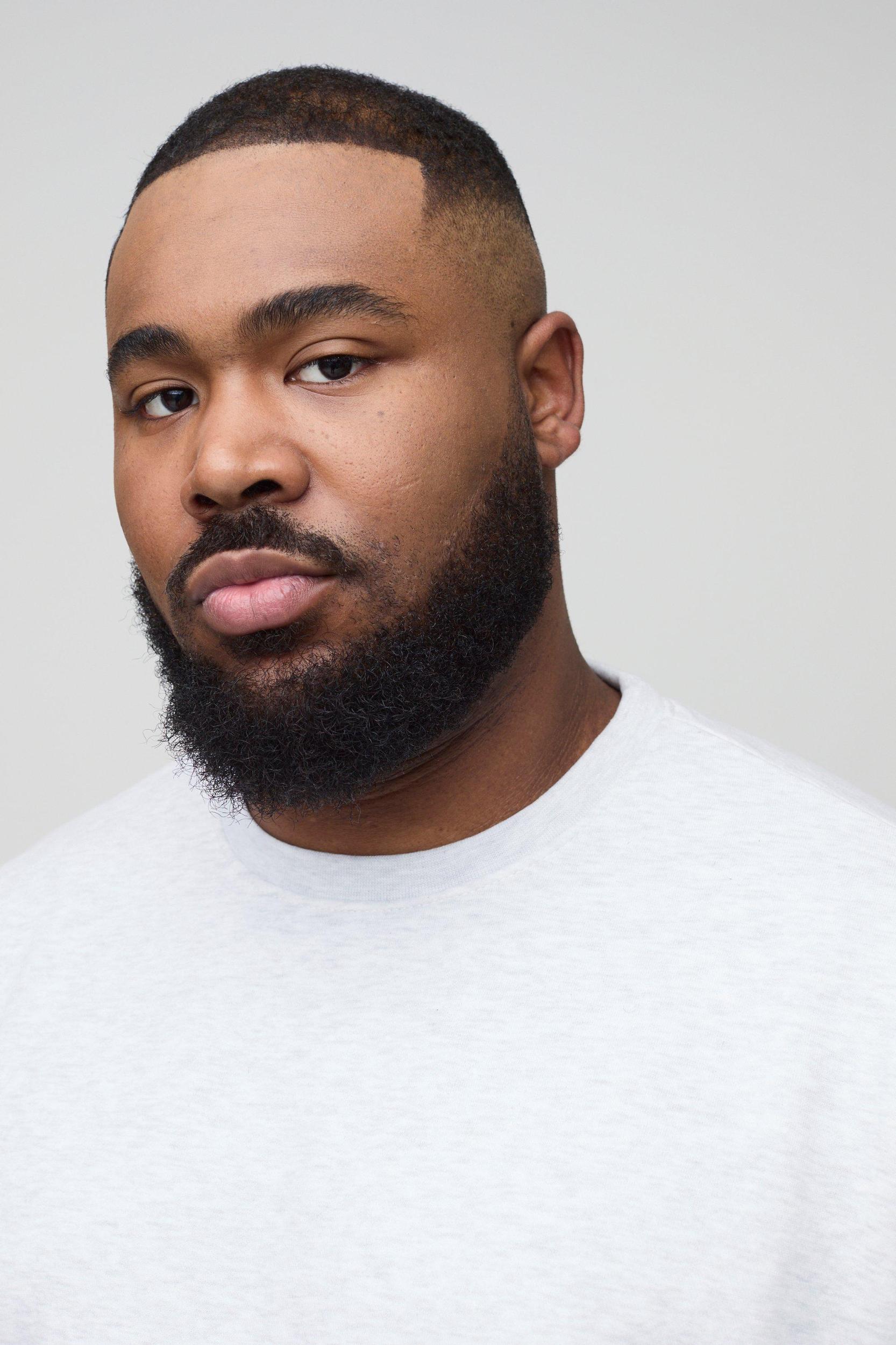 330GSM Plus Oversized Sweatshirt In Grey Marl | boohooMAN USA Product Image