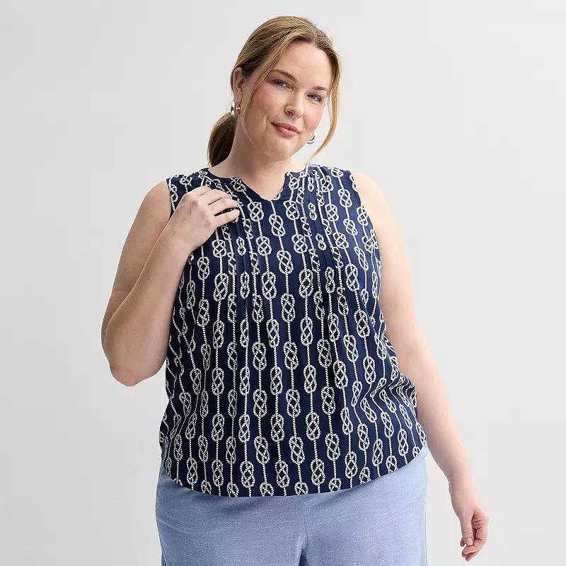 Plus Size Croft & Barrow® Pintuck Sleeveless Shell Top, Women's, Size: 4XL, Red Fun Anchor Product Image