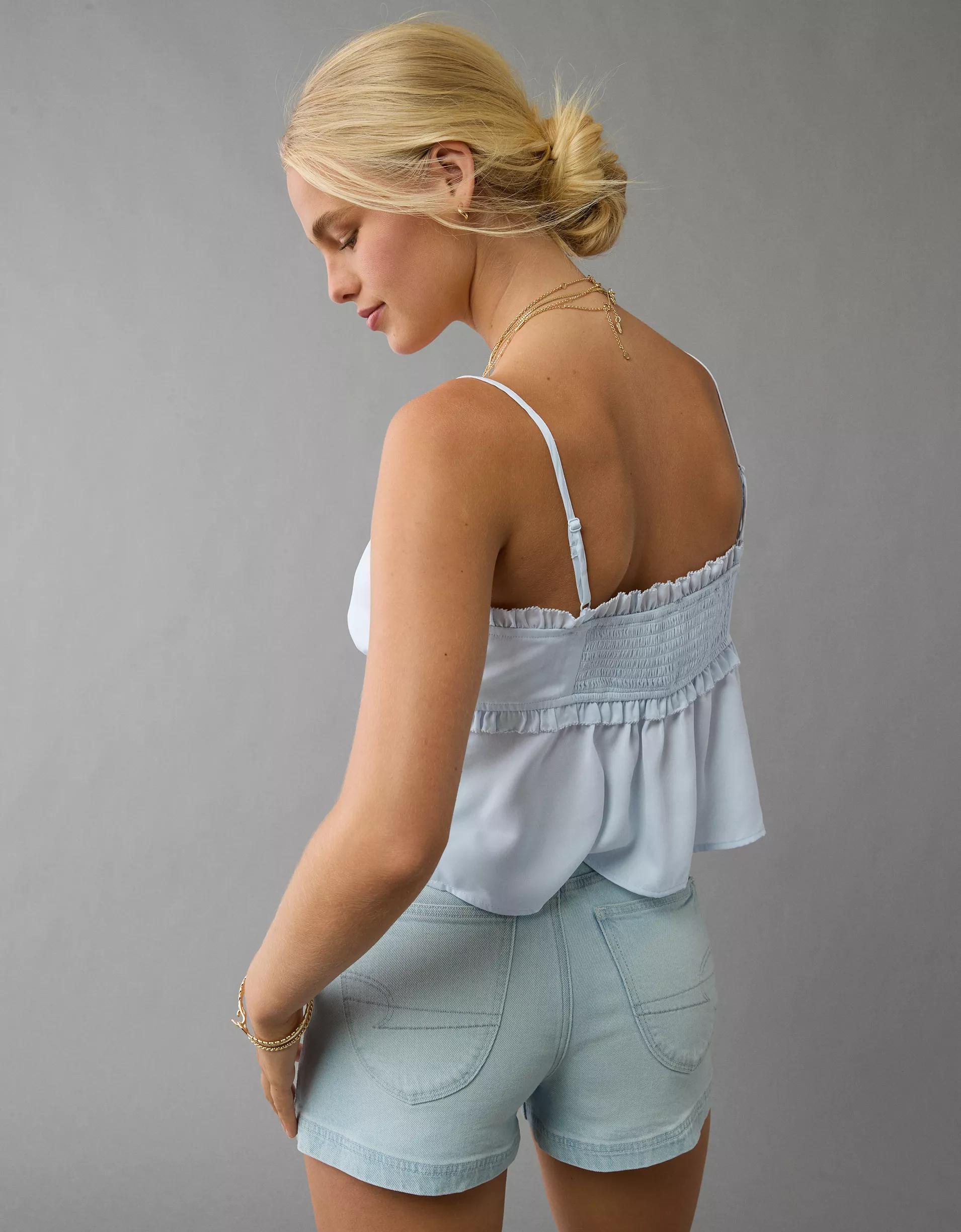AE V-Neck Tie Front Ruffle Cami Product Image