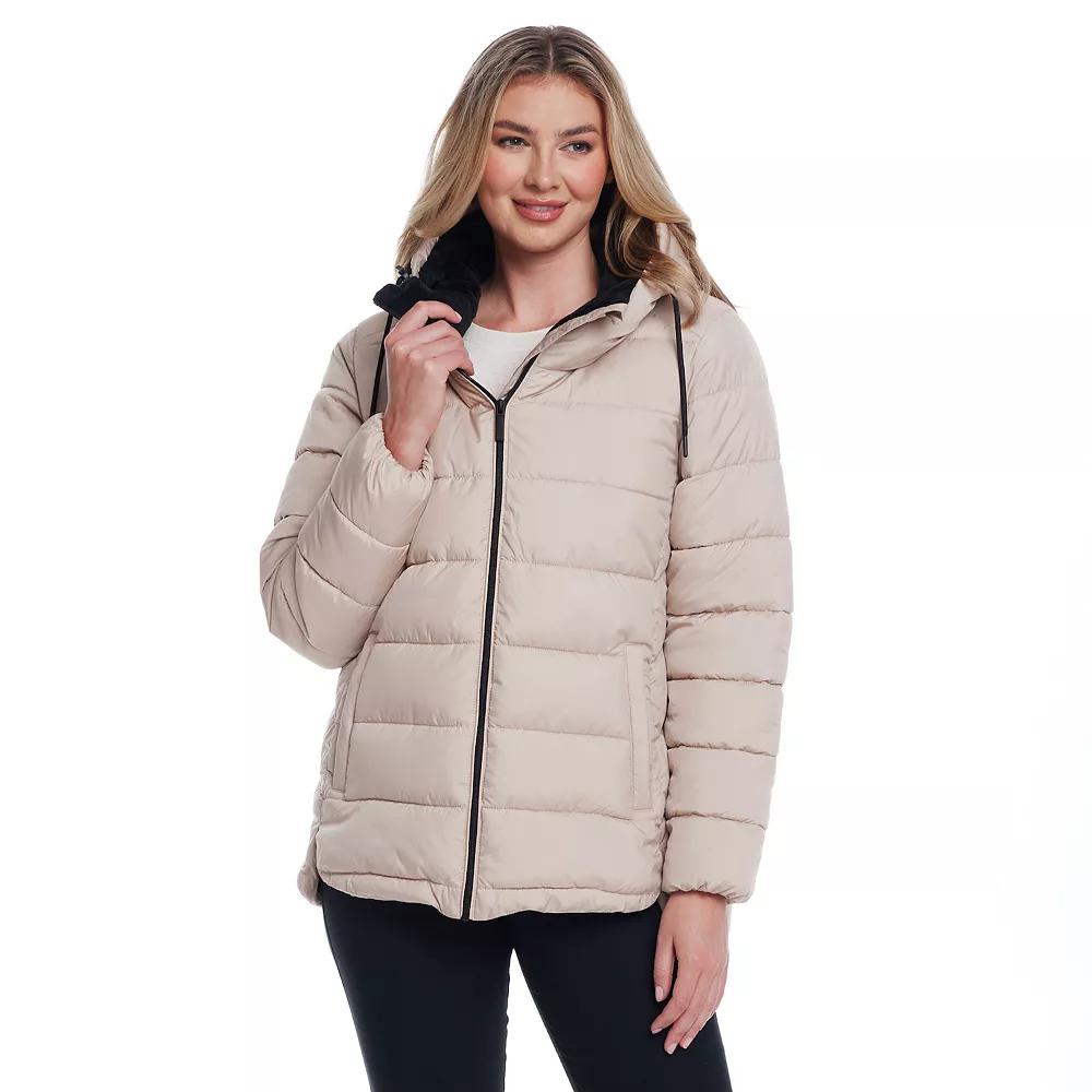 Women's Weathercast Hooded Puffer Coat with Cozy Pile, Size: Medium, Merlot Product Image