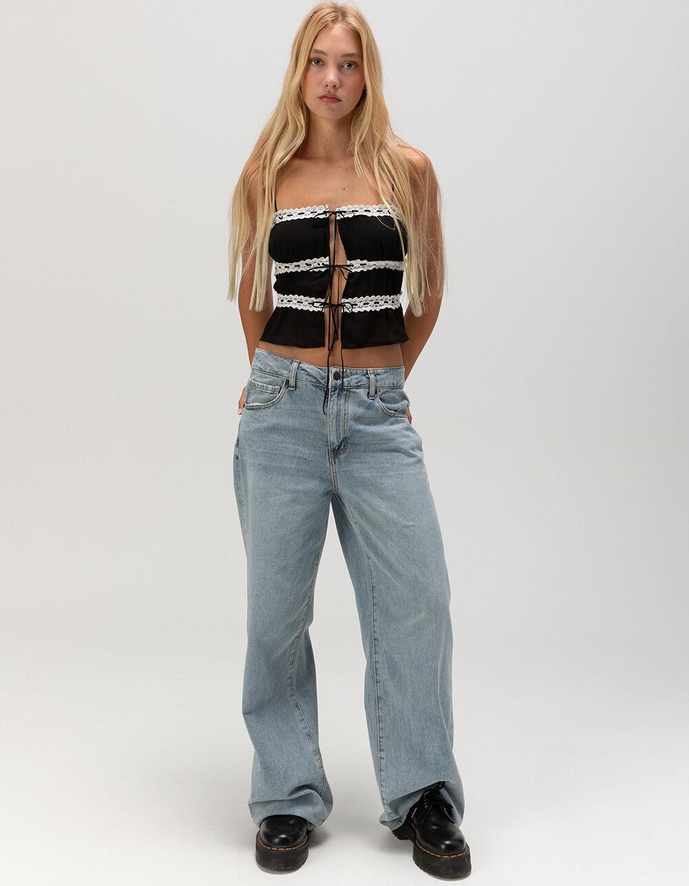 RSQ Womens Lace Chiffon Tie Cami - BLACK Product Image