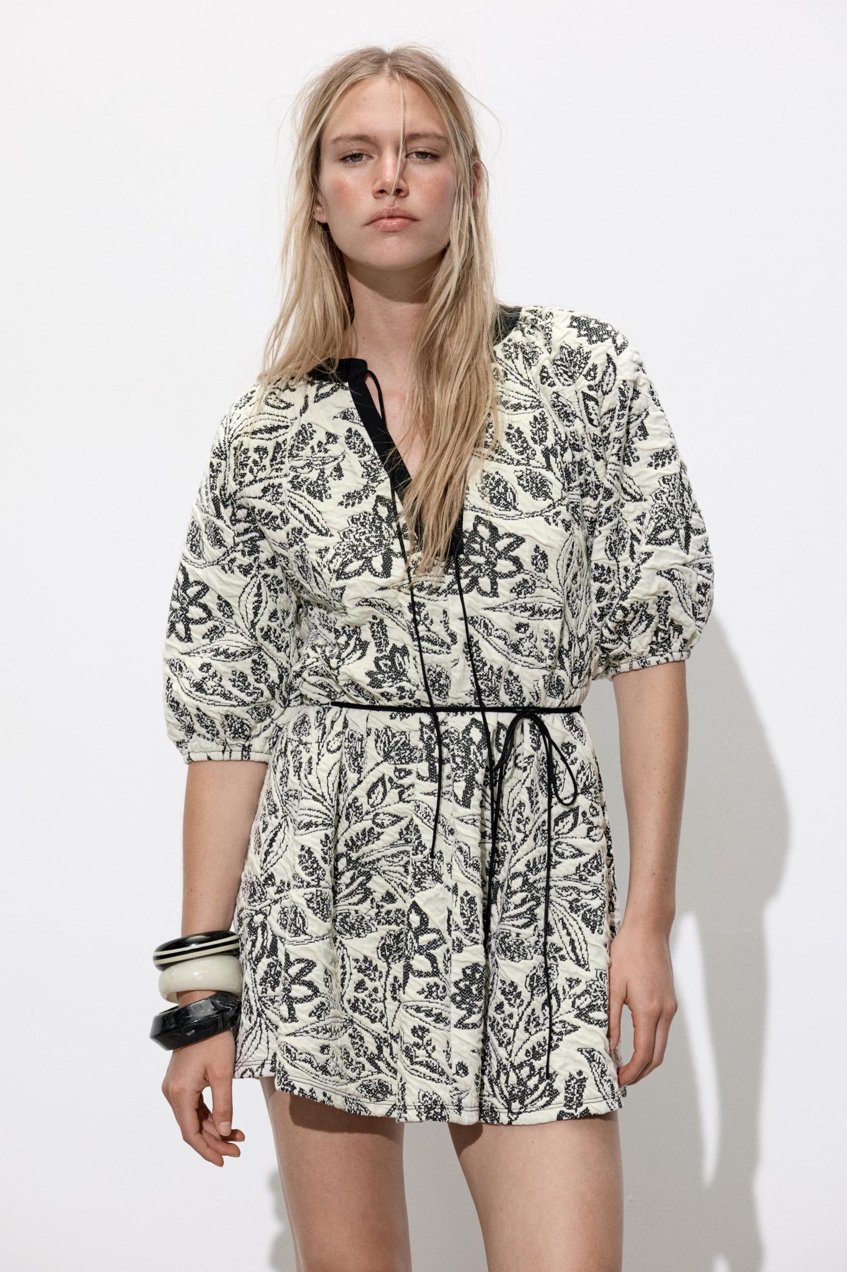BELTED JACQUARD DRESS Product Image