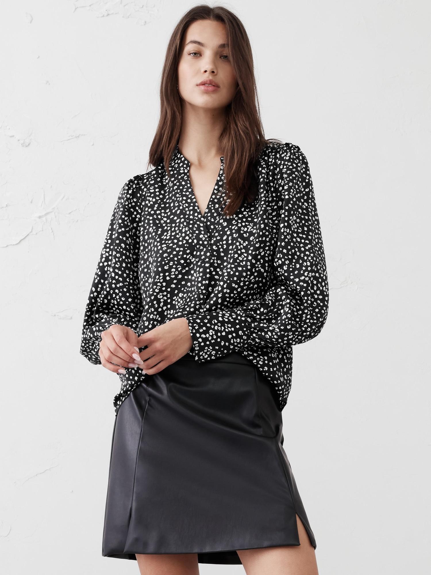 Crepe Volume-Sleeve Blouse Product Image