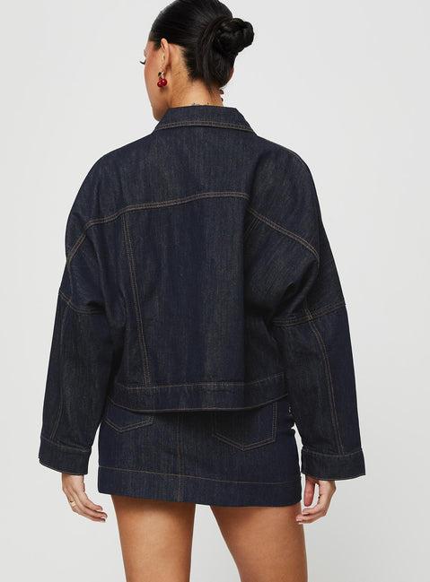 Hughes Mini Skirt Dark Wash Denim Petite Product Image