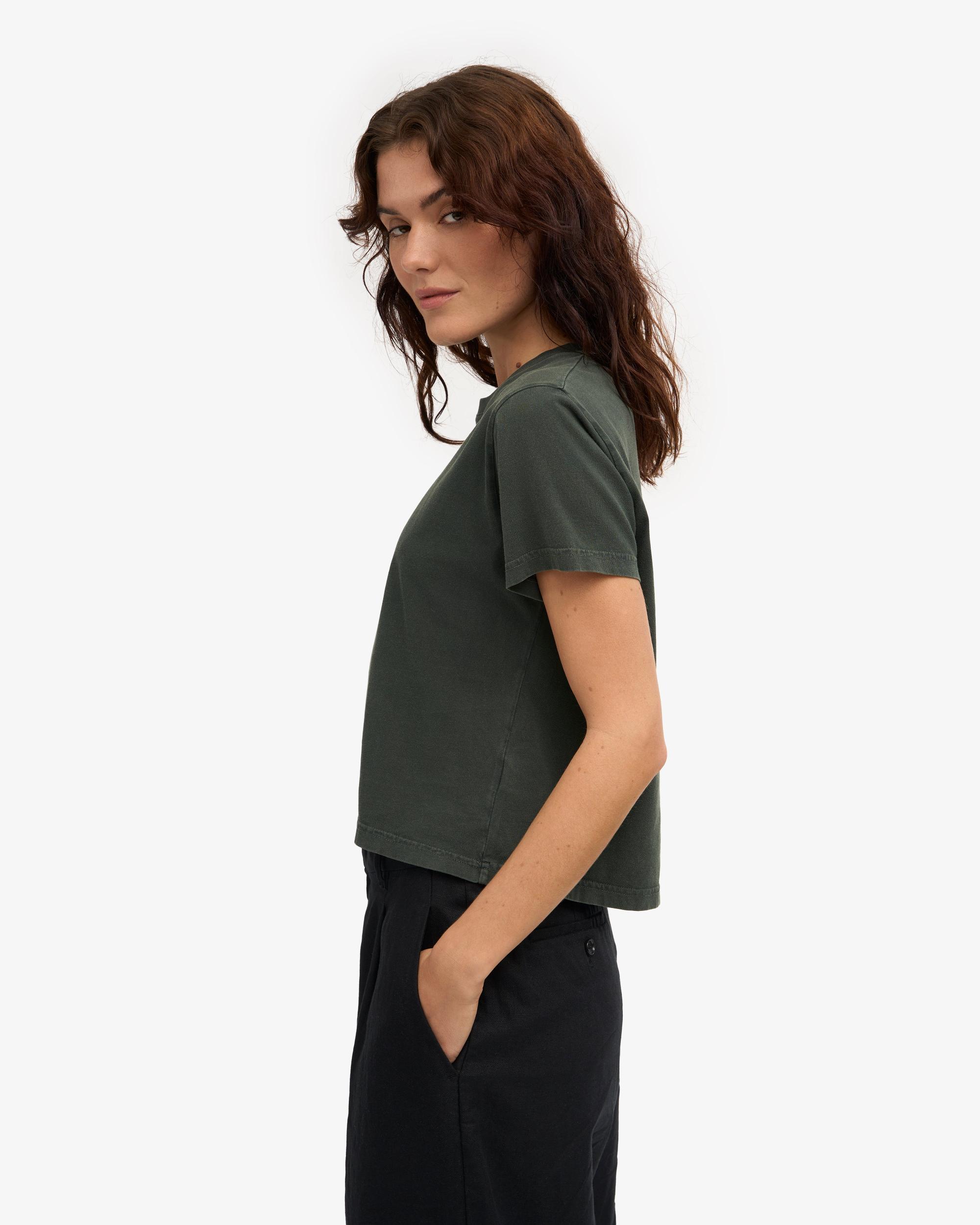 Organic Boxy Crop Tee - Petrol Blue Product Image